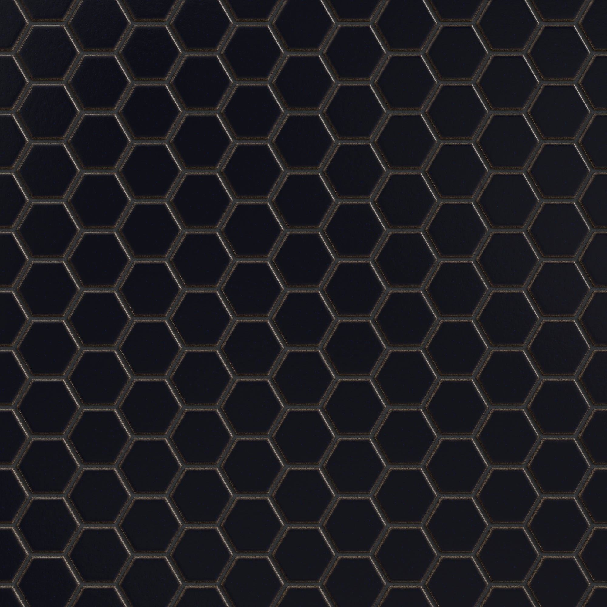 1" Hexagon Sheeted Original Ceramic Mosaic Tile in Navy Blue Gloss