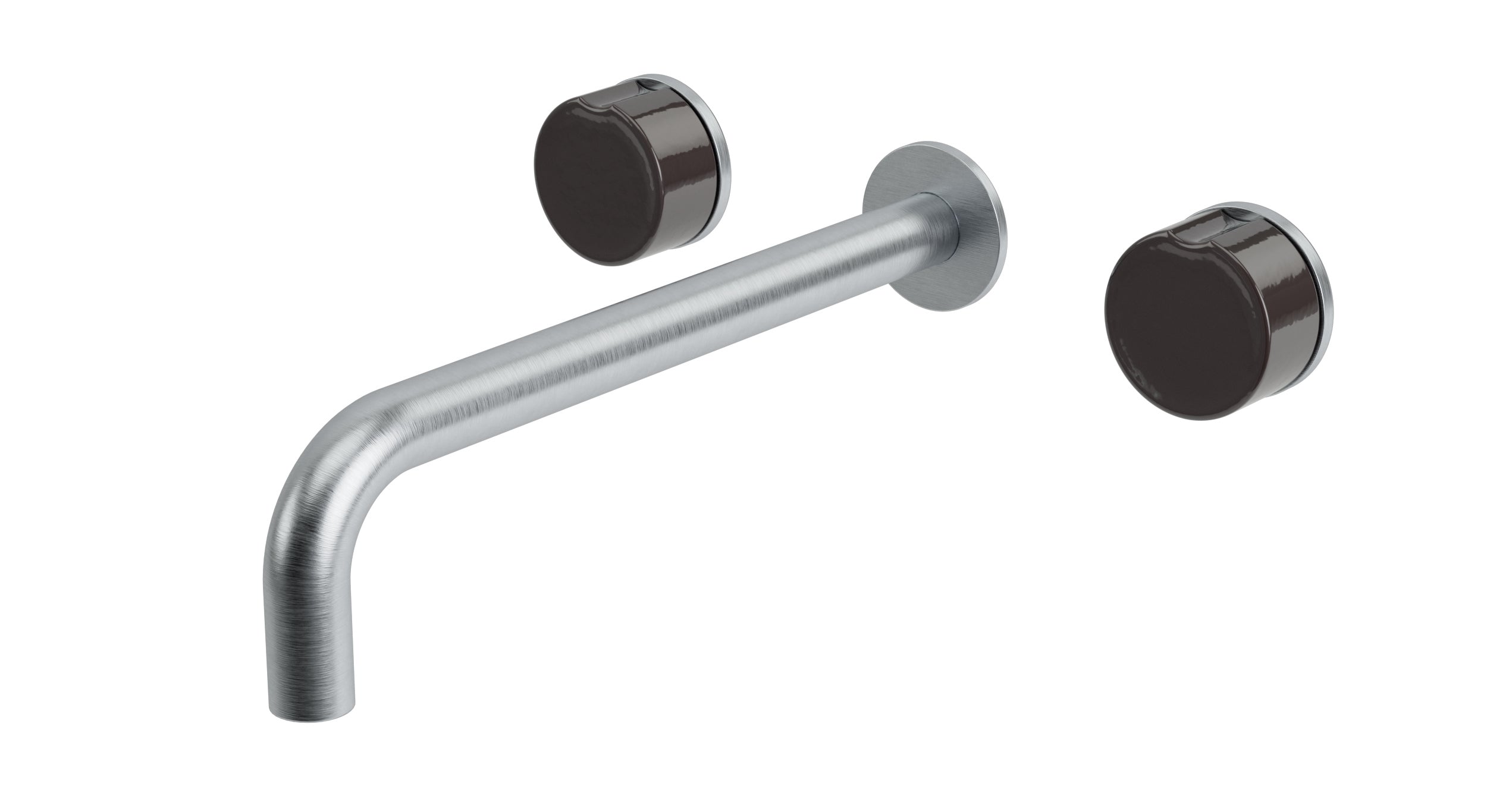 Foundry Two Handle Wall Mount 10" Lavatory Faucet with Groove Ceramic Knob Handles in Satin Chrome