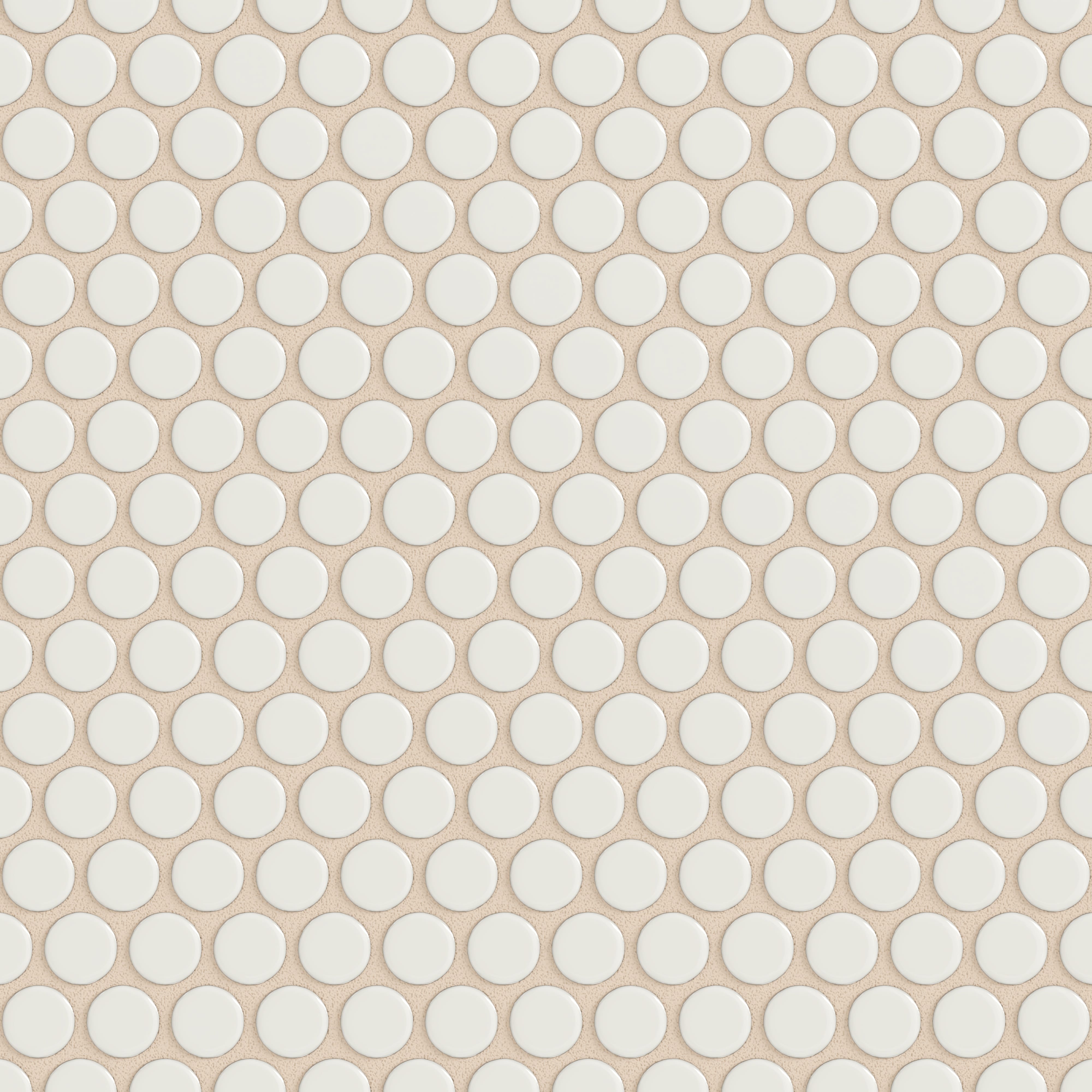 Penny Round Sheeted Original Ceramic Mosaic Tile in Feldspar Gloss