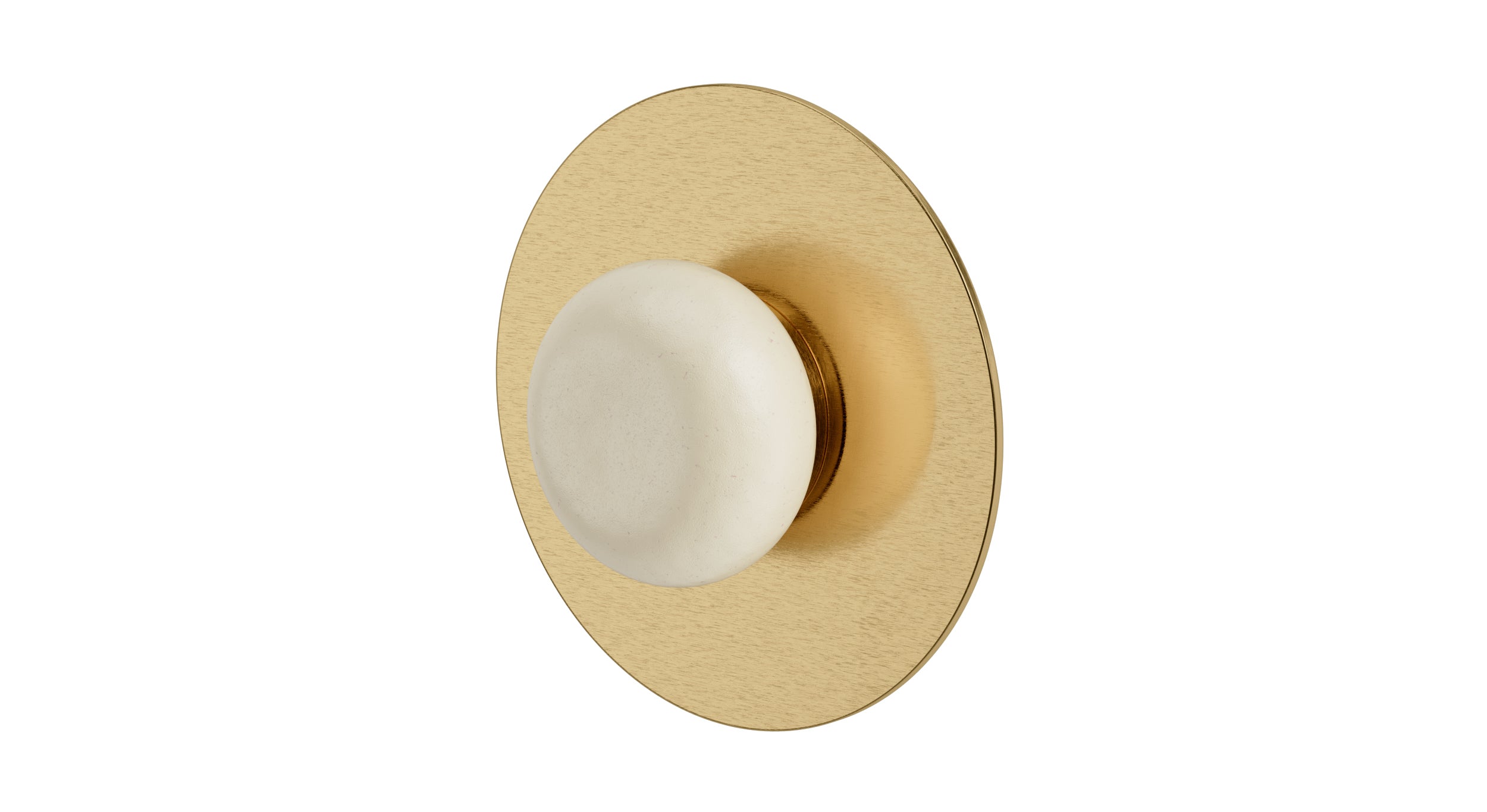 Foundry One Handle Wall Mount Shower Trim with Pebble Ceramic Knob Handle in Satin Brass
