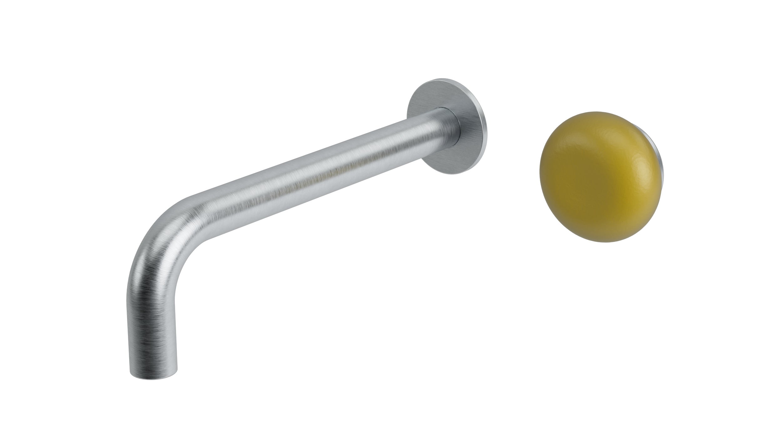 Foundry One Handle Wall Mount 7.5" Lavatory Faucet with Pebble Ceramic Knob Handle in Satin Chrome