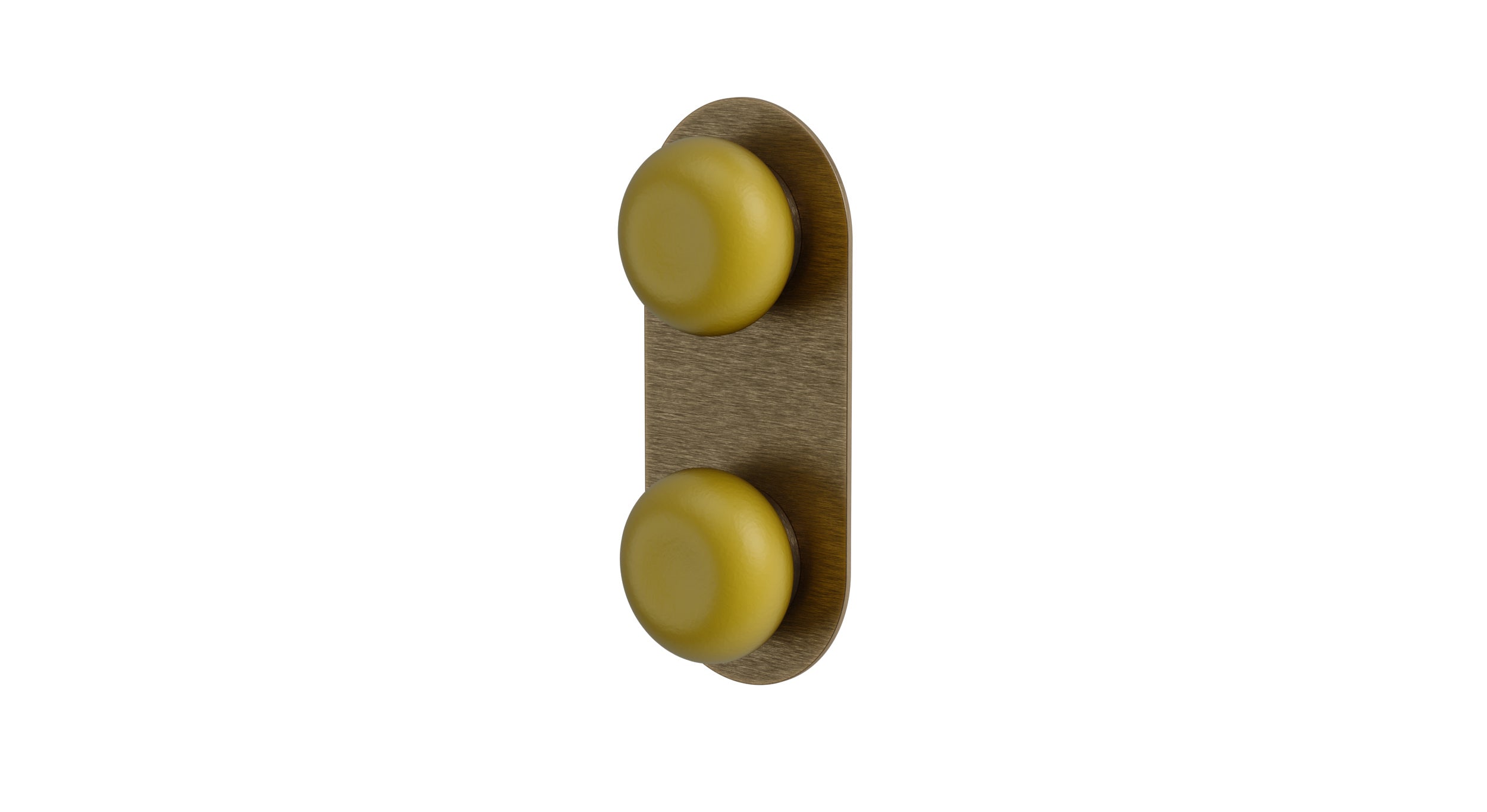 Foundry Two Handle Wall Mount Shower Trim with Pebble Ceramic Knob Handles in Antique Brass
