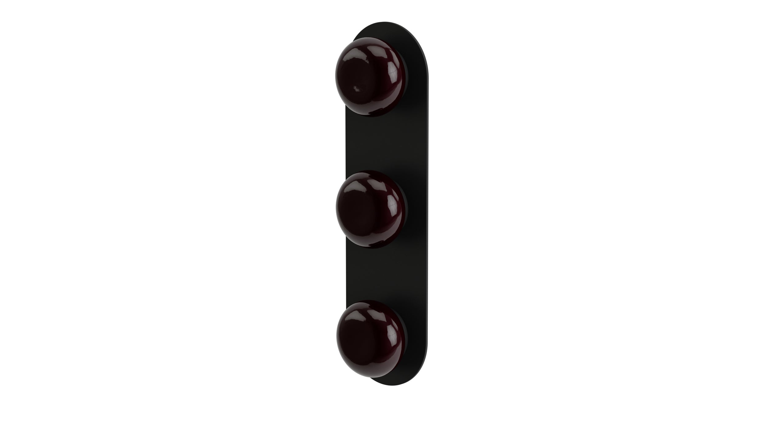 Foundry Three Handle Wall Mount Shower Trim with Pebble Ceramic Knob Handles in Matte Black