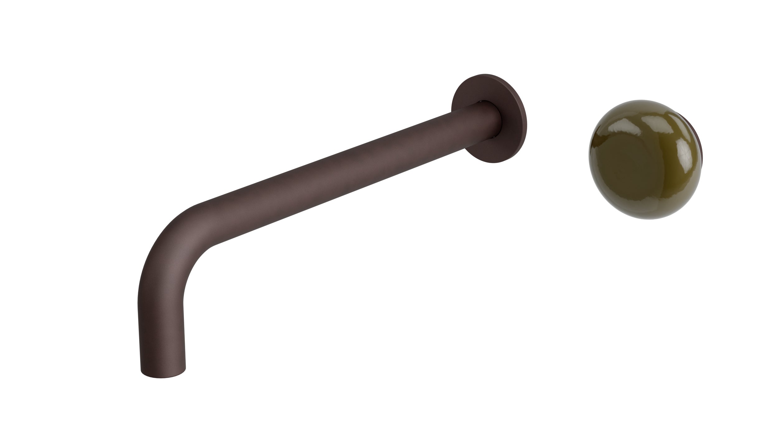 Foundry One Handle Wall Mount 10" Lavatory Faucet with Pebble Ceramic Knob Handle in Architectural Copper