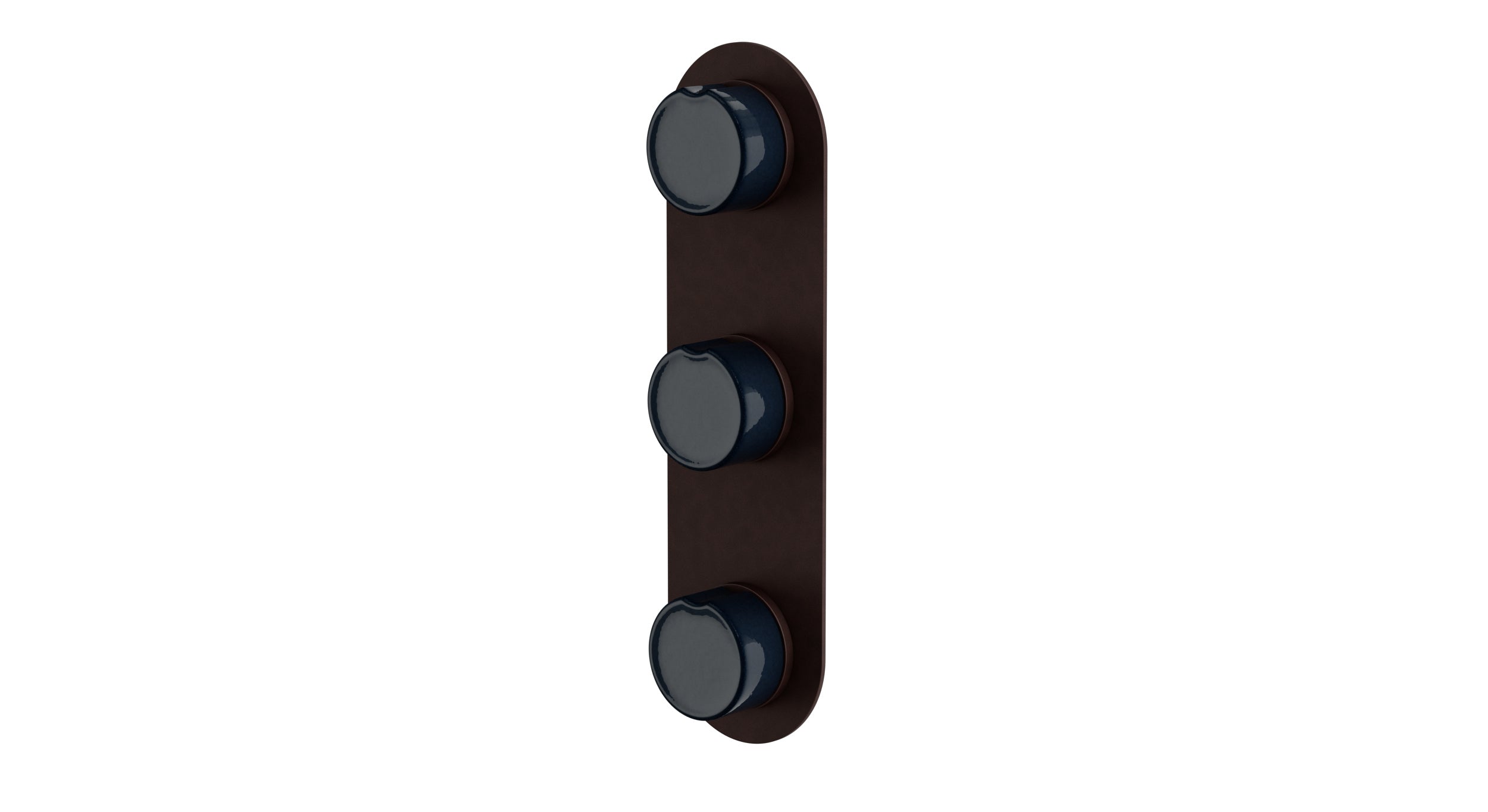 Foundry Three Handle Wall Mount Shower Trim with Groove Ceramic Knob Handles in Architectural Copper