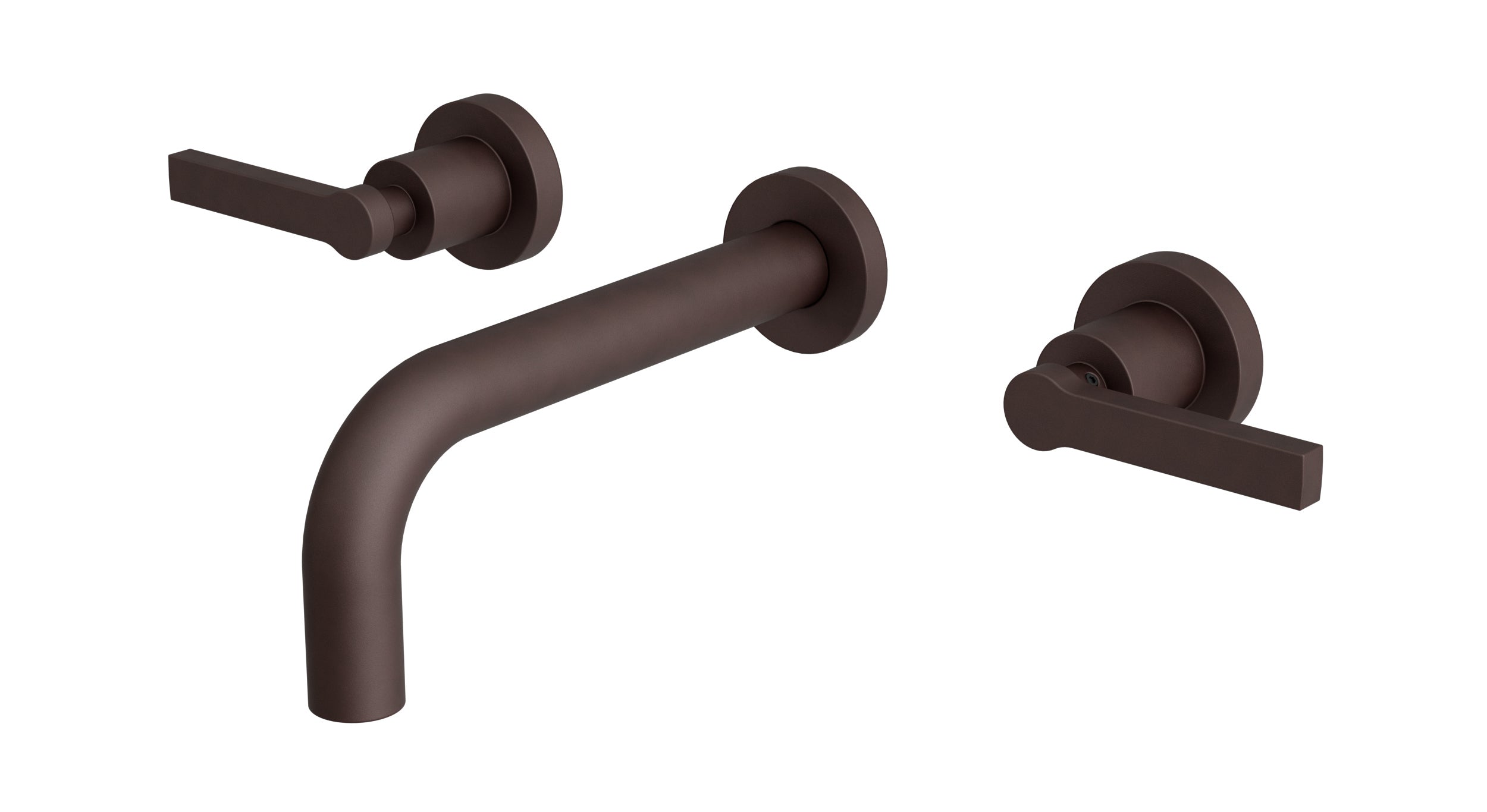 Flatiron Two Handle Wall Mount 7.5" Lavatory Faucet with Linear Lever Handles in Architectural Copper