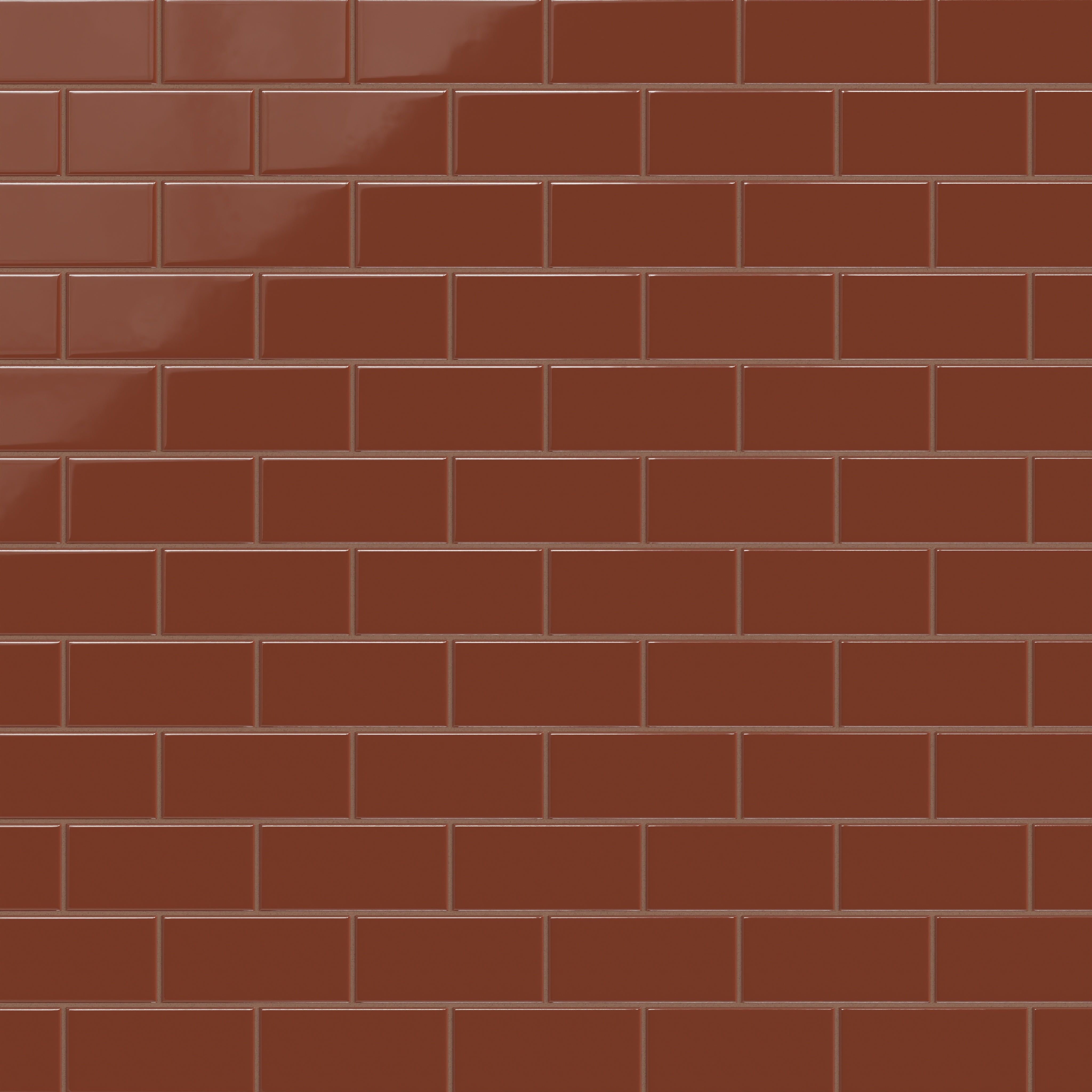 3x6 Natural Press Ceramic Tile in Red Iron Oxide Gloss