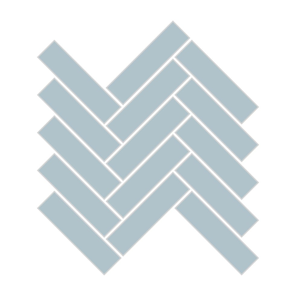 1x4 Herringbone Sheeted Glass Mosaic Tile in Partridge Matte