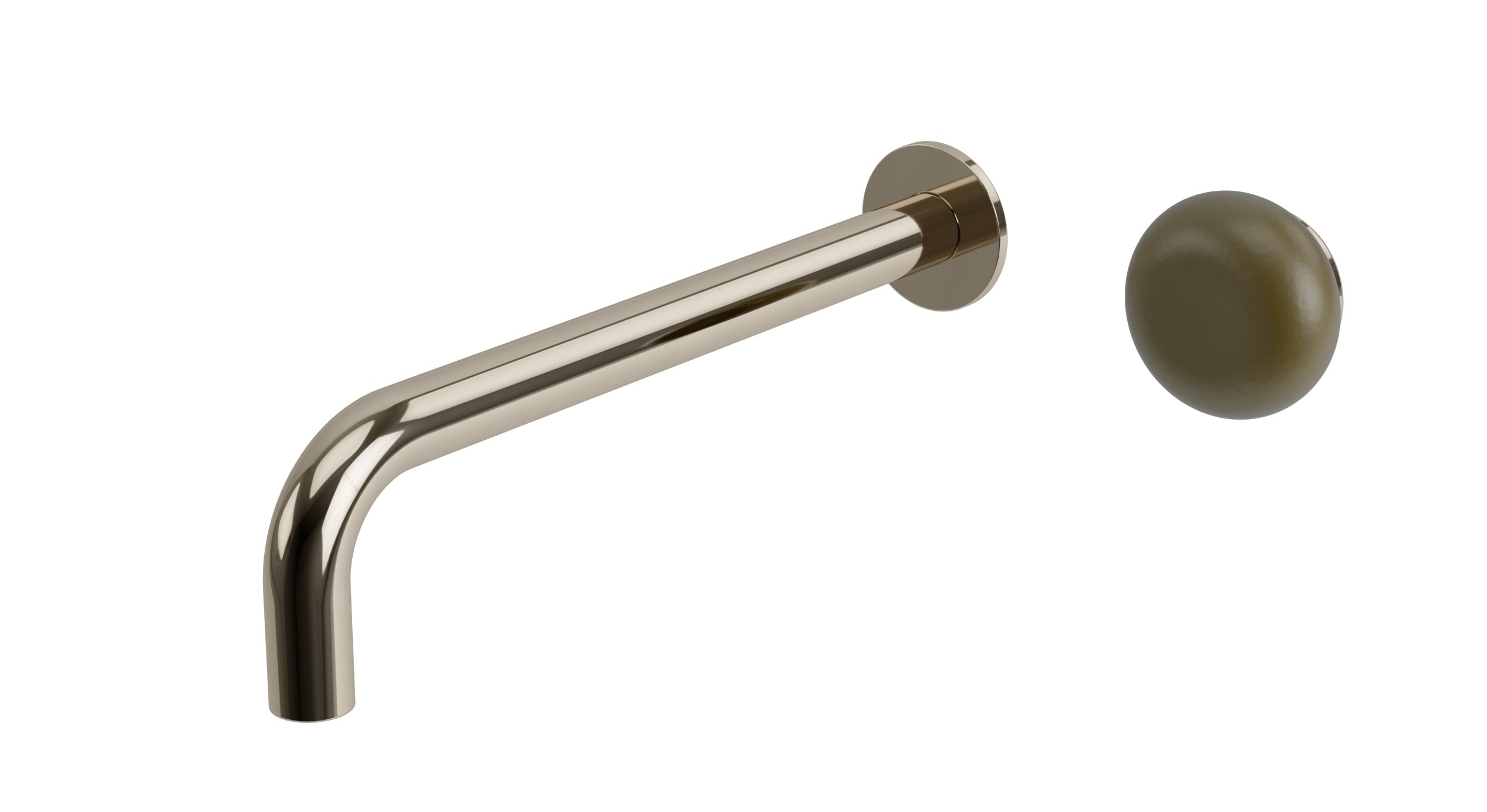 Foundry One Handle Wall Mount 10" Lavatory Faucet with Pebble Ceramic Knob Handle in Polished Nickel
