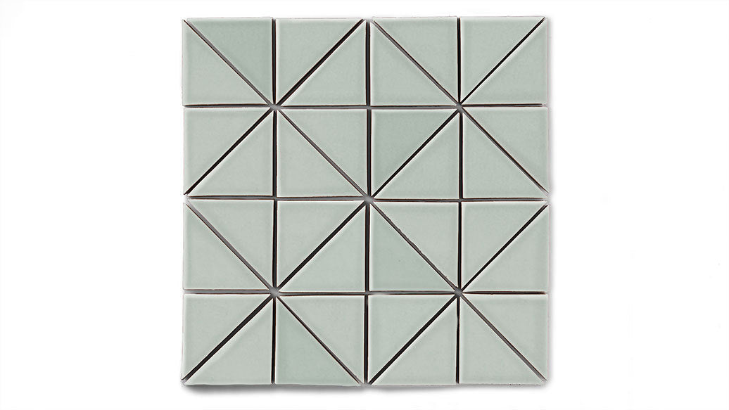 3" Triangle Sheeted - Quadrant Original Ceramic Mosaic Tile in Overcast Gloss