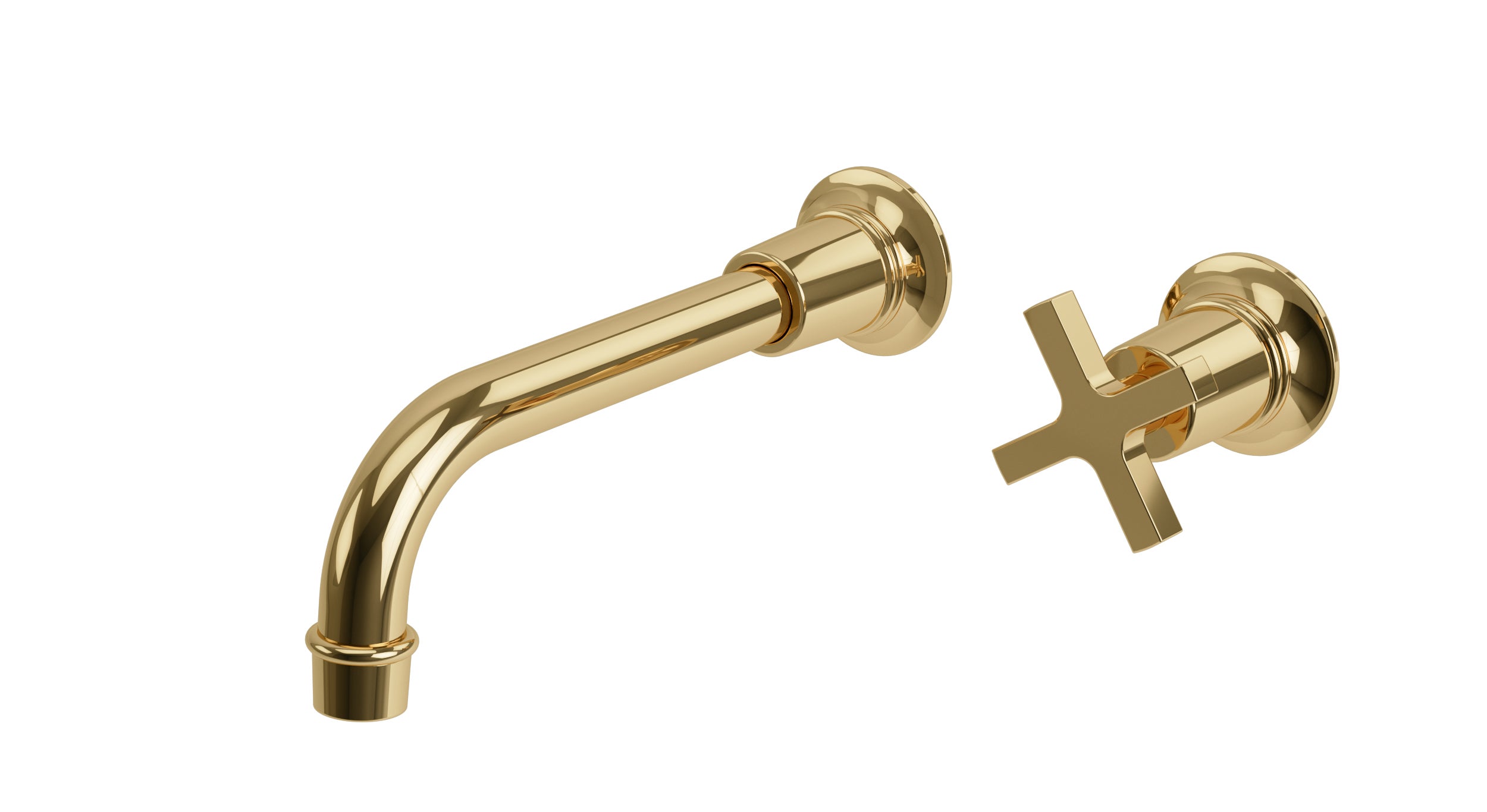 Emerson One Handle Wall Mount 8.25" Lavatory Faucet with Classic Cross Handle in Polished Brass