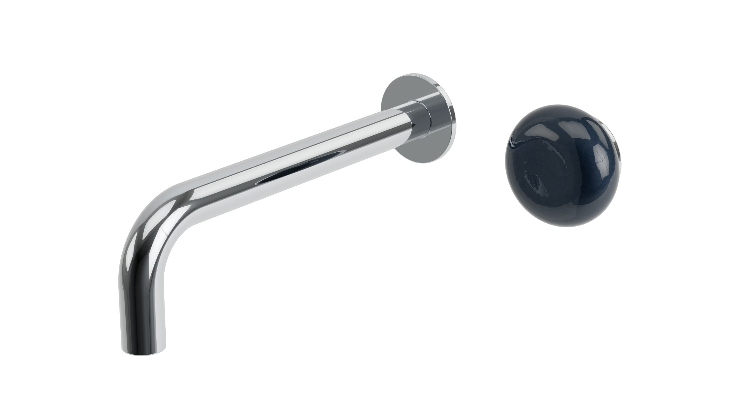 Foundry One Handle Wall Mount 7.5" Lavatory Faucet with Pebble Ceramic Knob Handle in Polished Chrome
