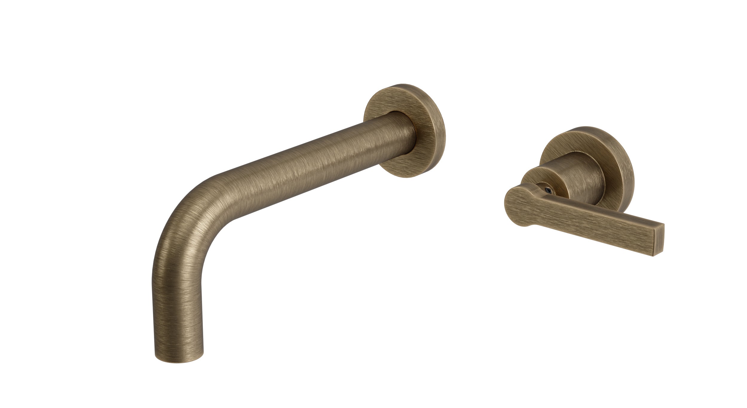 Flatiron One Handle Wall Mount 7.5" Lavatory Faucet with Linear Lever Handle in Antique Brass