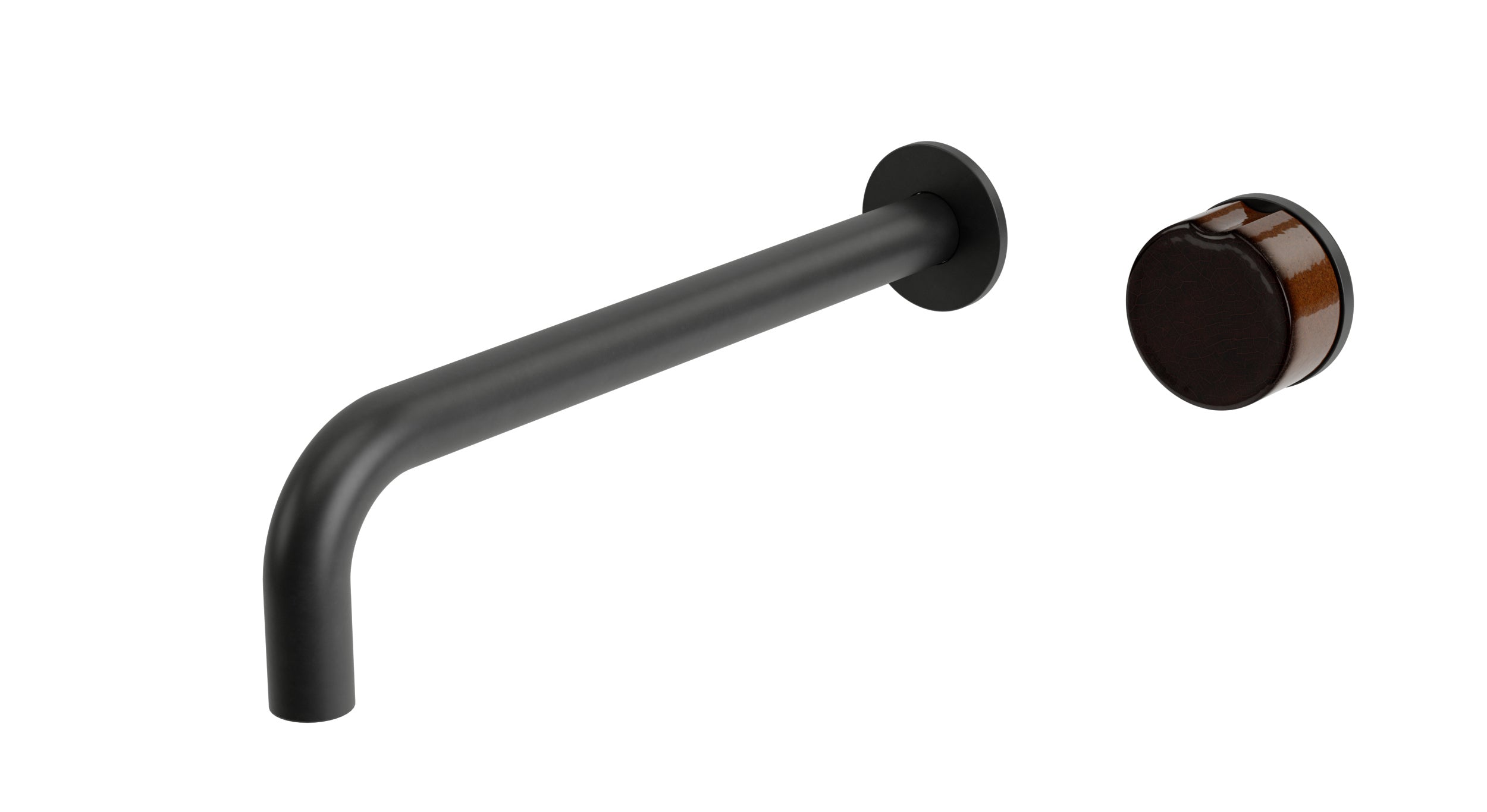 Foundry One Handle Wall Mount 10" Lavatory Faucet with Groove Ceramic Knob Handle in Oil Rubbed Bronze