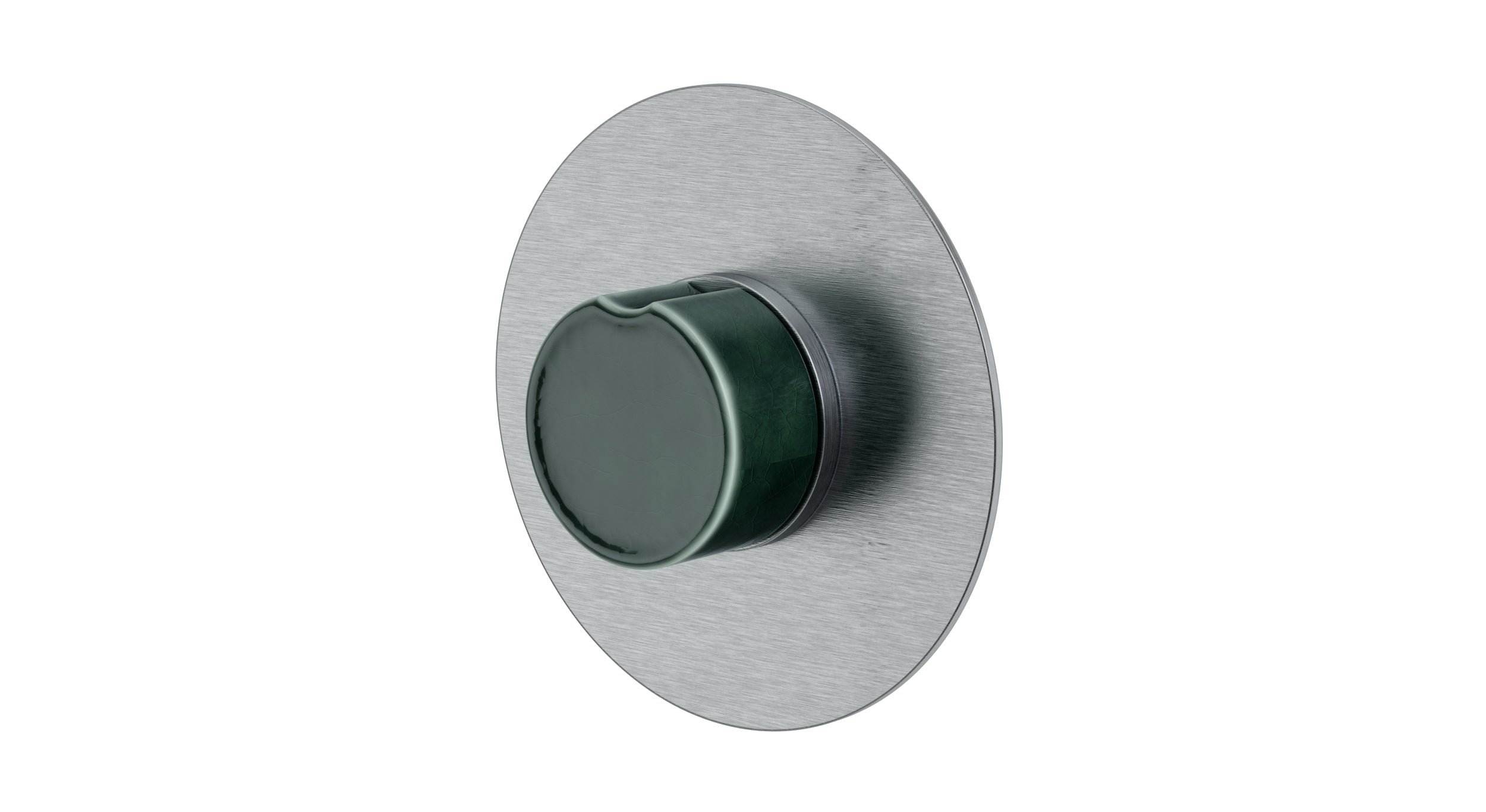 Foundry One Handle Wall Mount Shower Trim with Groove Ceramic Knob Handle in Satin Chrome