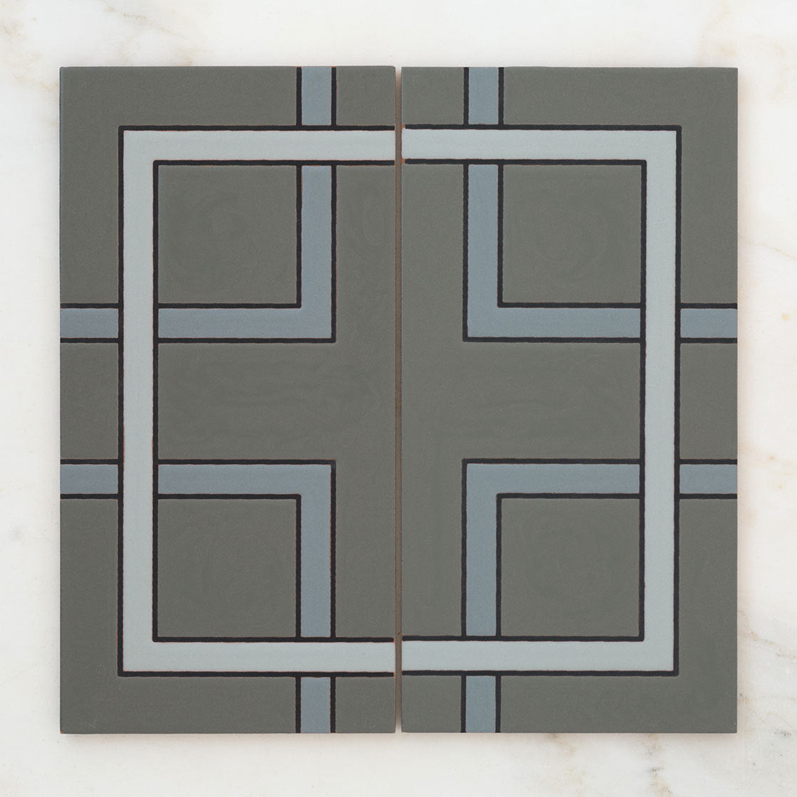 6x12 Handpainted Tile Charleston in Grey Motif