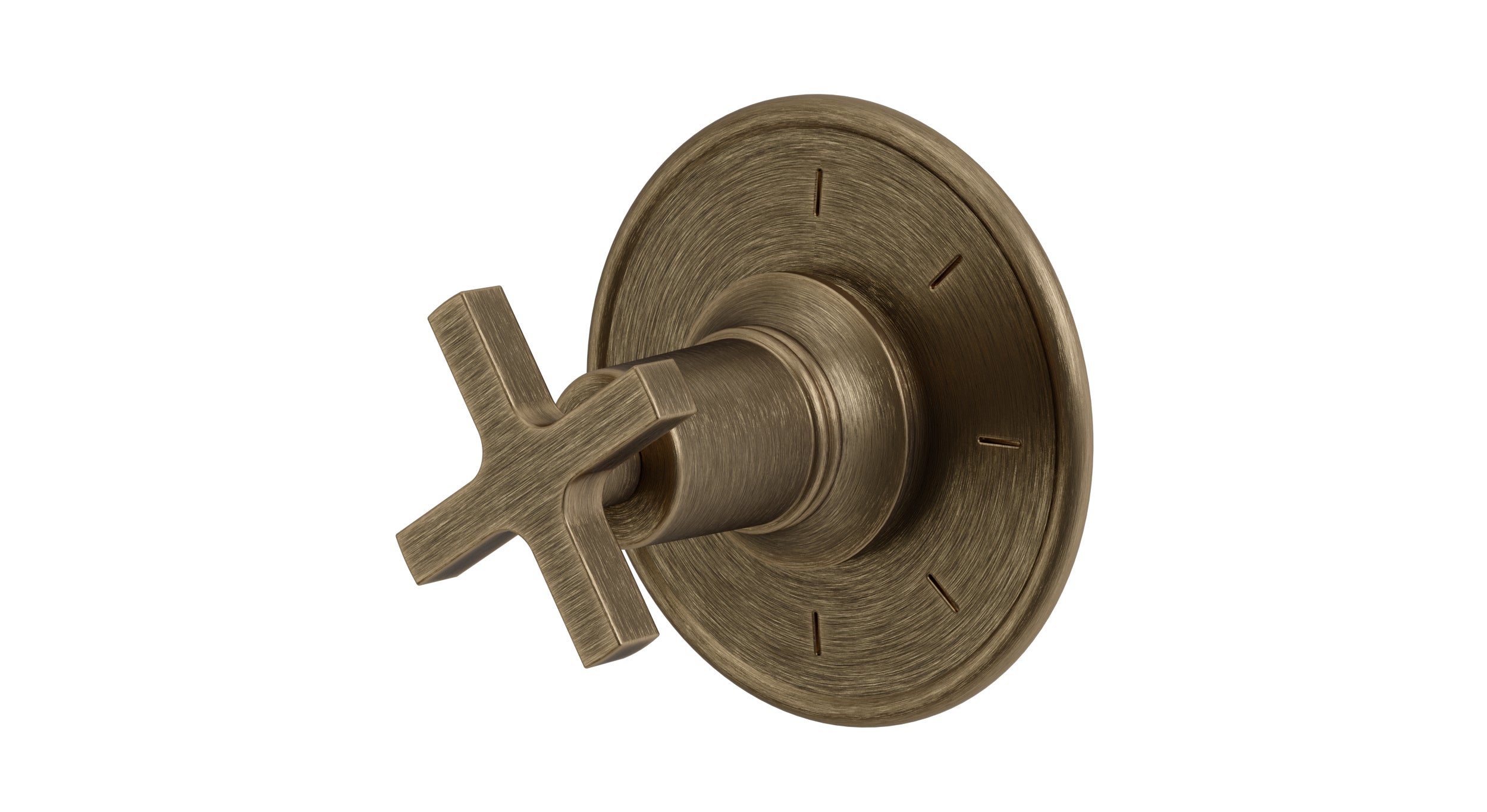 Emerson One Handle Wall Mount Shower Trim with Classic Cross Handle in Antique Brass