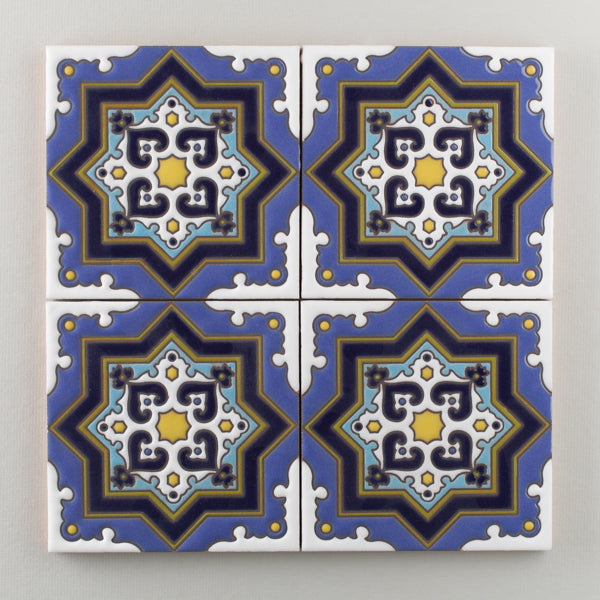 6x6 Handpainted Tile Madrid in Cool Motif