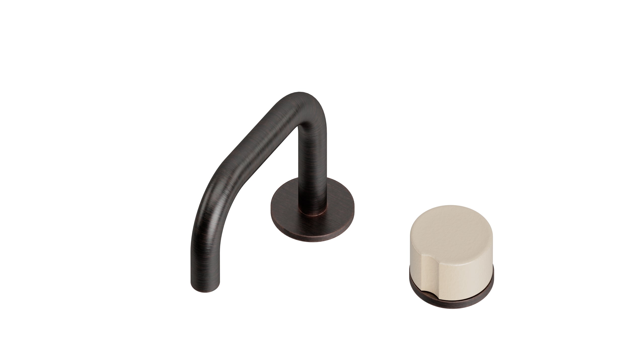 Foundry One Handle Deck Mount Squaretop Lavatory Faucet with Groove Ceramic Knob Handle in Antique Bronze