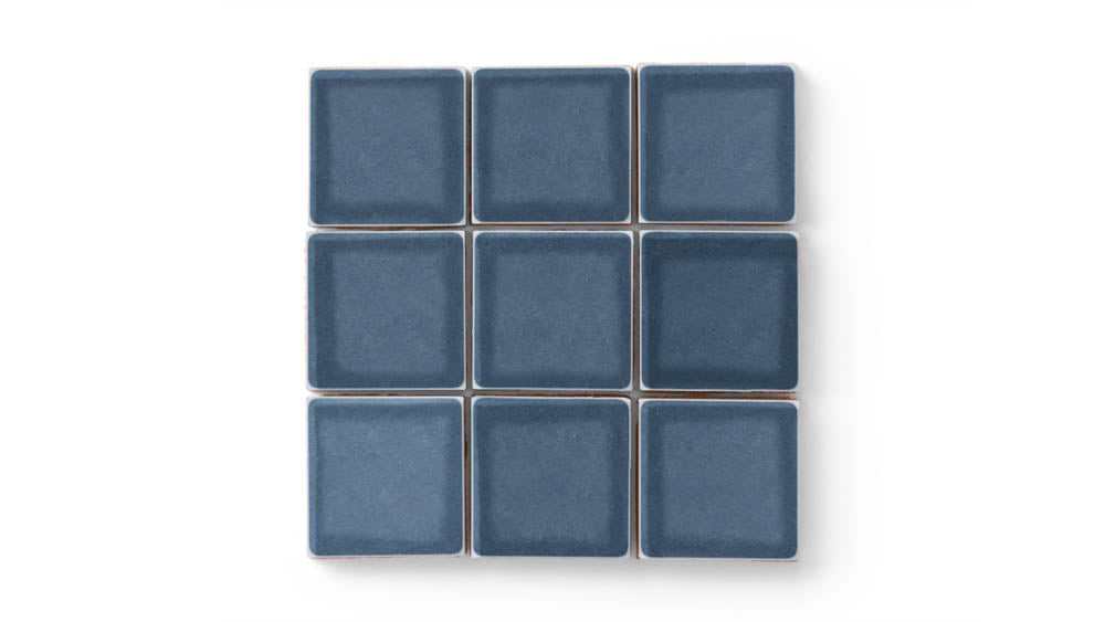 3x3 Straight Set Sheeted Original Ceramic Mosaic Tile in Slate Blue Gloss
