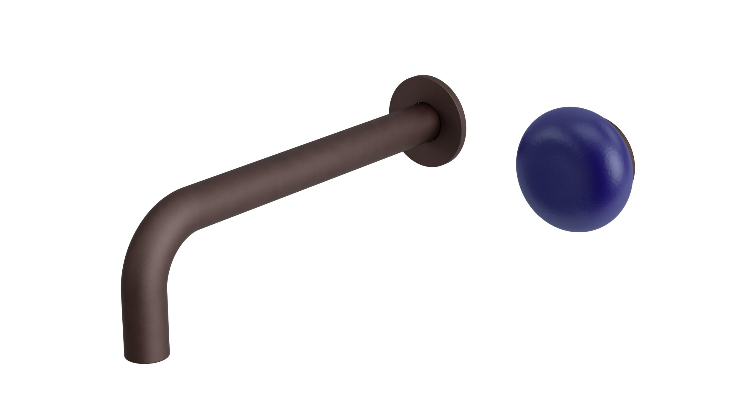 Foundry One Handle Wall Mount 7.5" Lavatory Faucet with Pebble Ceramic Knob Handle in Architectural Copper