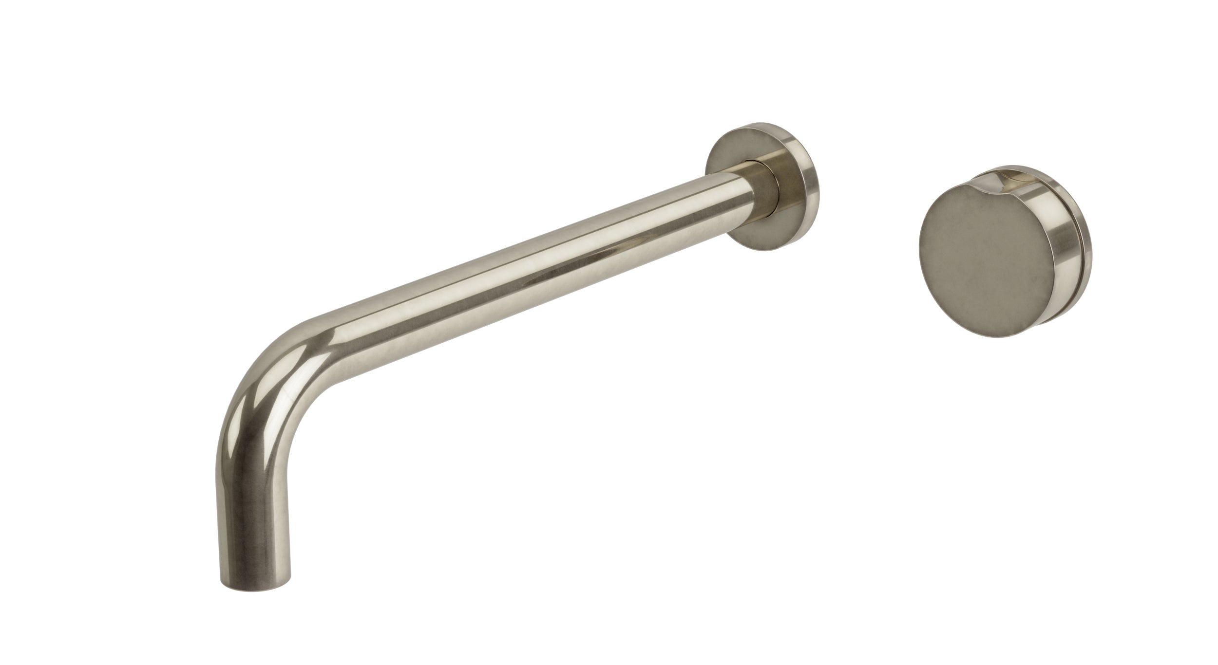 Foundry One Handle Wall Mount 12" Lavatory Faucet with Barrel Knob Handle in French Nickel