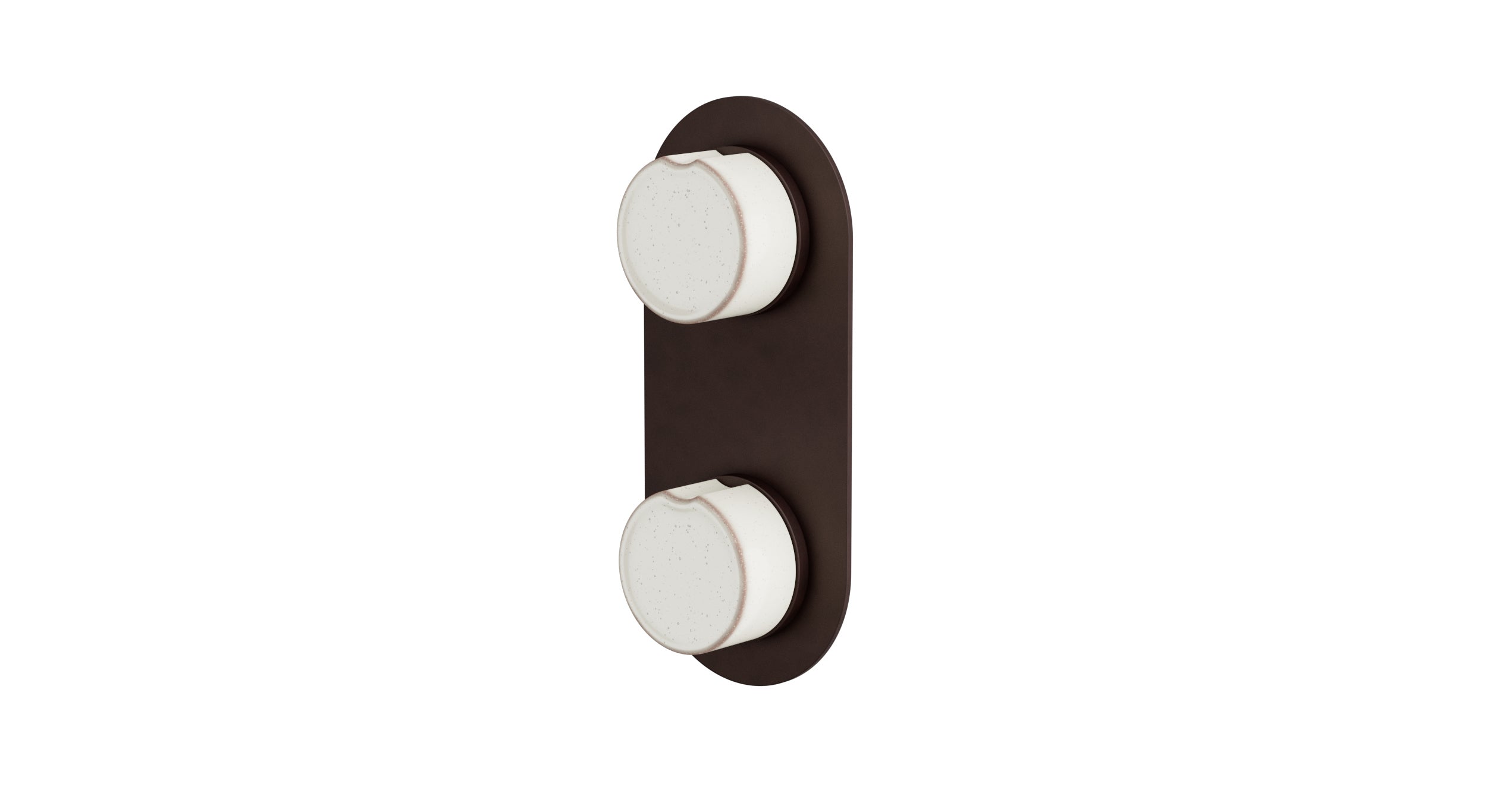 Foundry Two Handle Wall Mount Shower Trim with Groove Ceramic Knob Handles in Architectural Copper