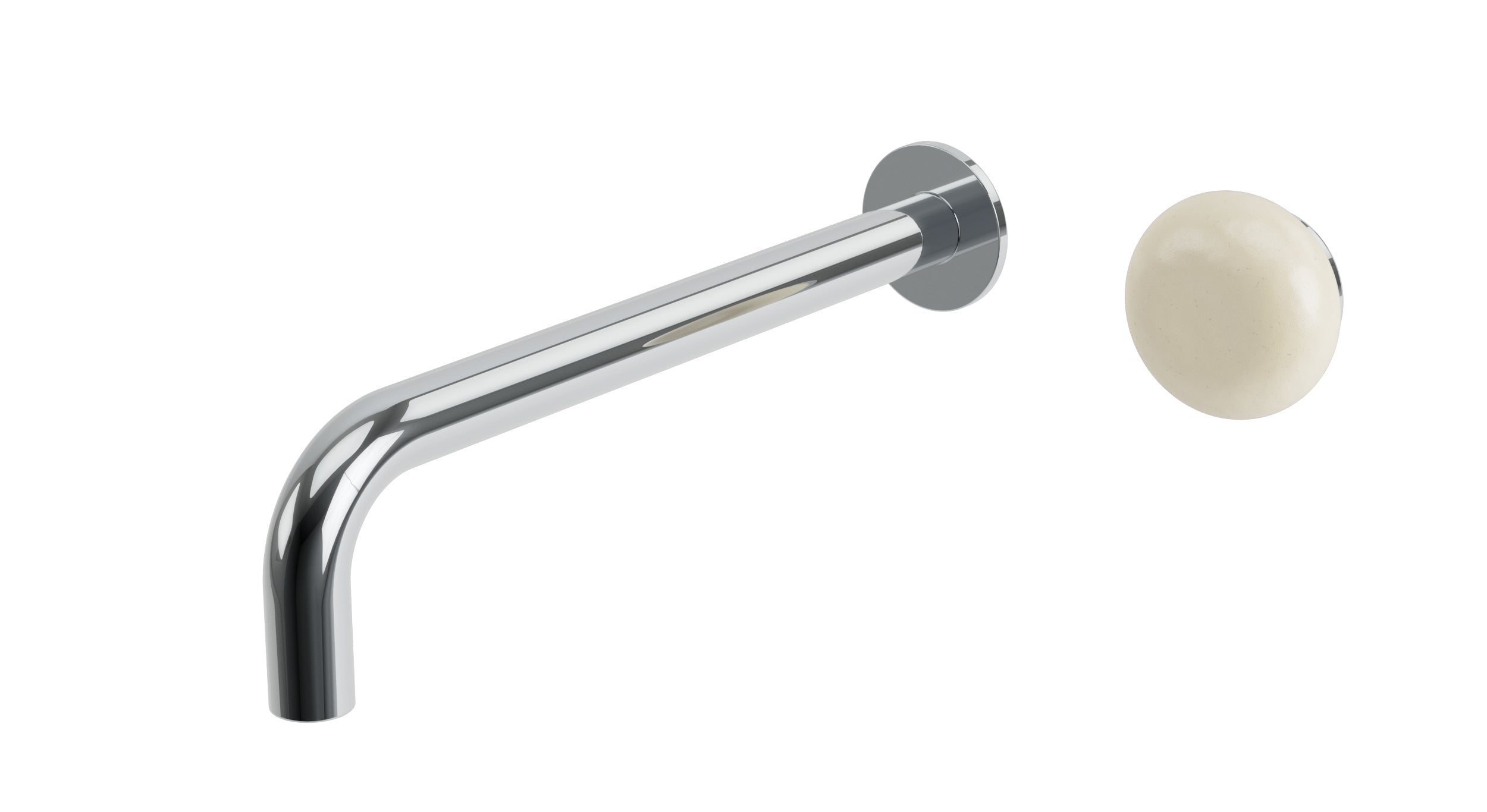 Foundry One Handle Wall Mount 10" Lavatory Faucet with Pebble Ceramic Knob Handle in Polished Chrome