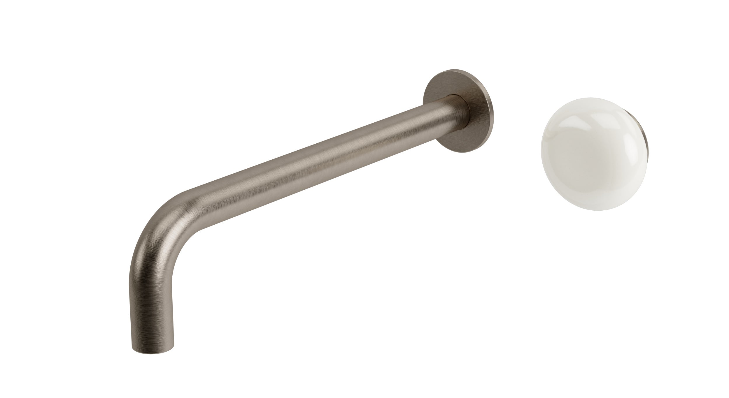 Foundry One Handle Wall Mount 10" Lavatory Faucet with Pebble Ceramic Knob Handle in Antique Nickel