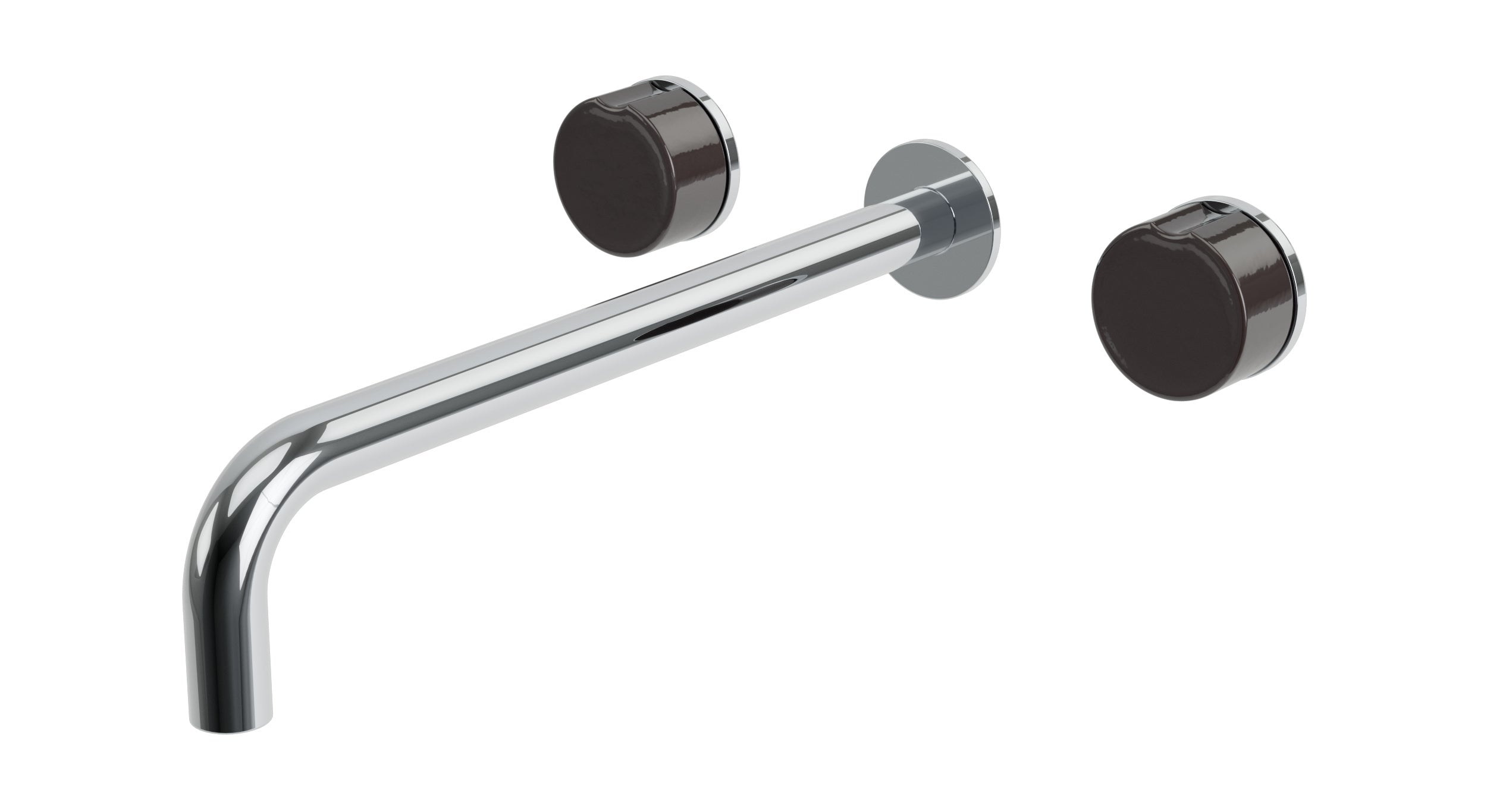 Foundry Two Handle Wall Mount 12" Lavatory Faucet with Groove Ceramic Knob Handles in Polished Chrome