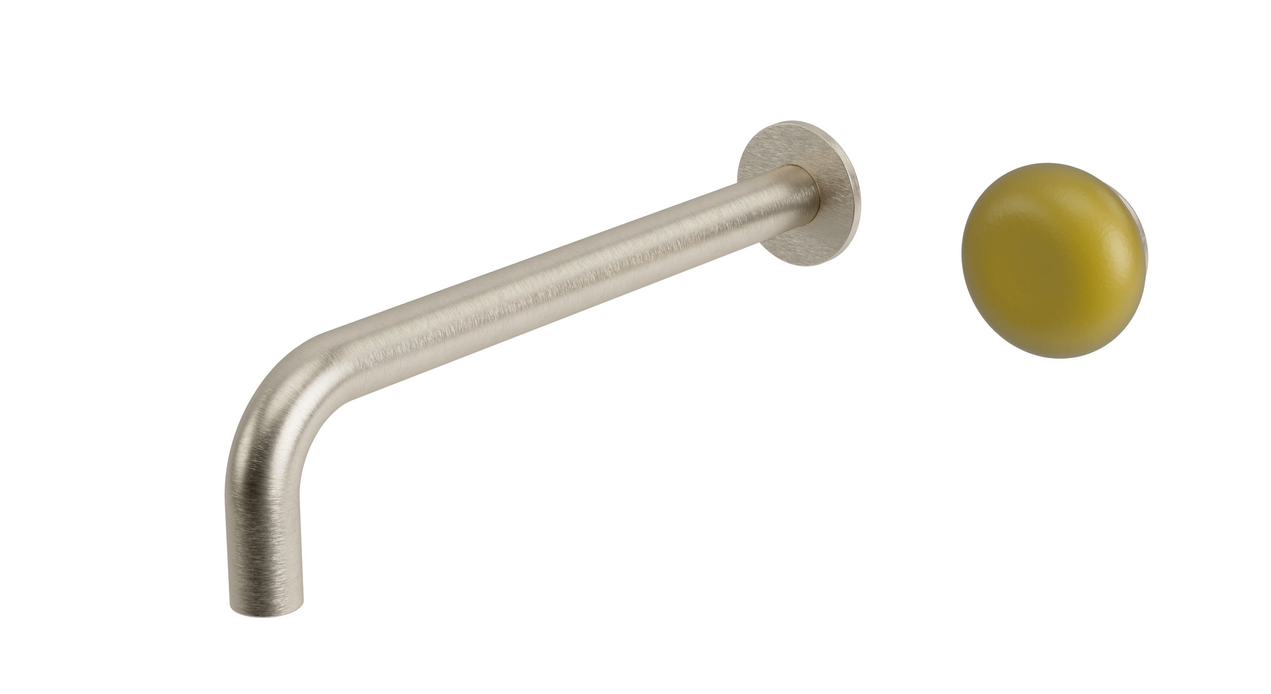 Foundry One Handle Wall Mount 10" Lavatory Faucet with Pebble Ceramic Knob Handle in Satin Nickel