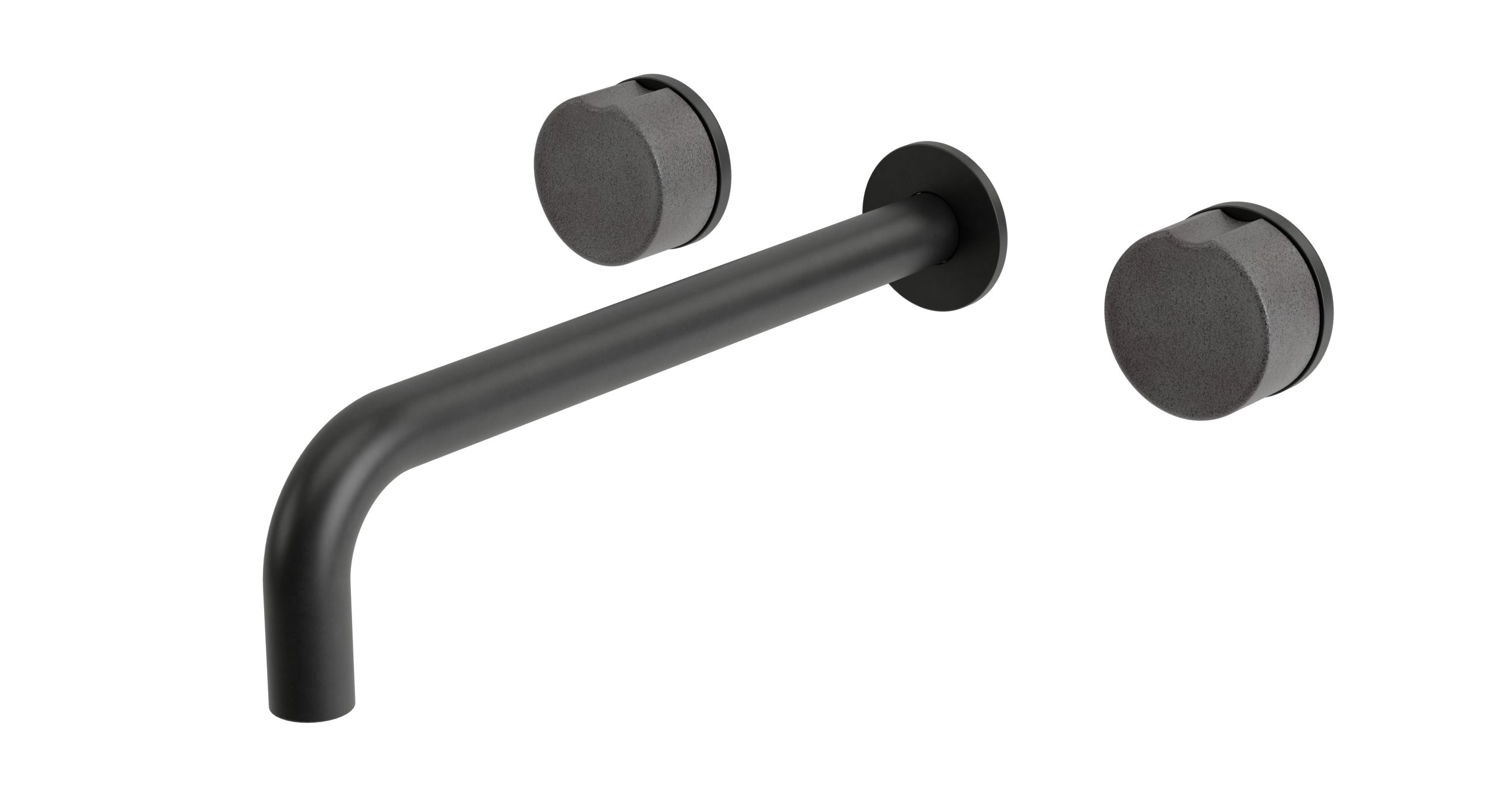 Foundry Two Handle Wall Mount 10" Lavatory Faucet with Groove Ceramic Knob Handles in Oil Rubbed Bronze