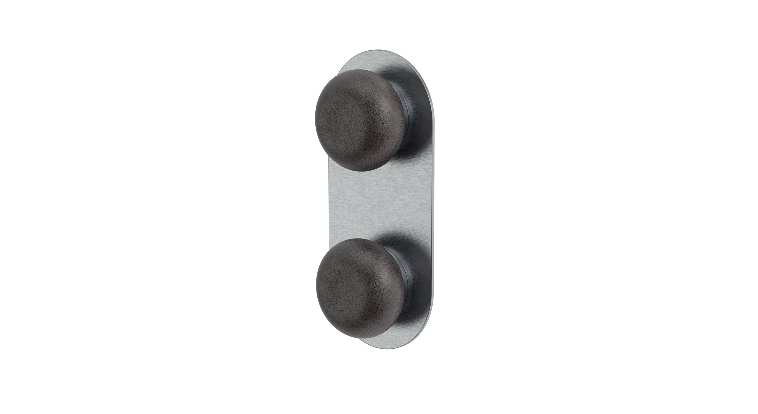 Foundry Two Handle Wall Mount Shower Trim with Pebble Ceramic Knob Handles in Satin Chrome