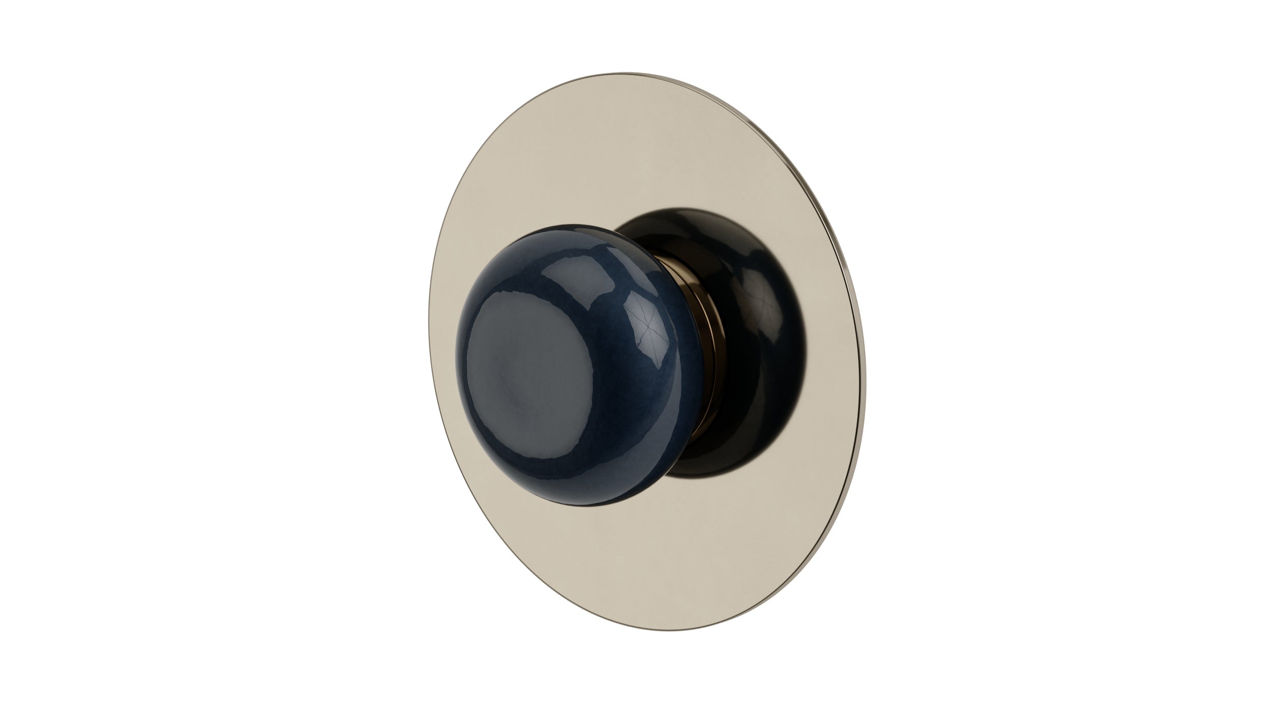 Foundry One Handle Wall Mount Shower Trim with Pebble Ceramic Knob Handle in Polished Nickel