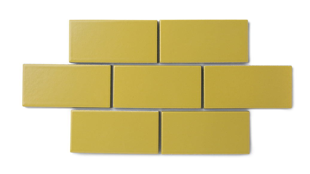 2x4 Straight Set Sheeted Natural Press Ceramic Mosaic Tile in Azo Green Matte