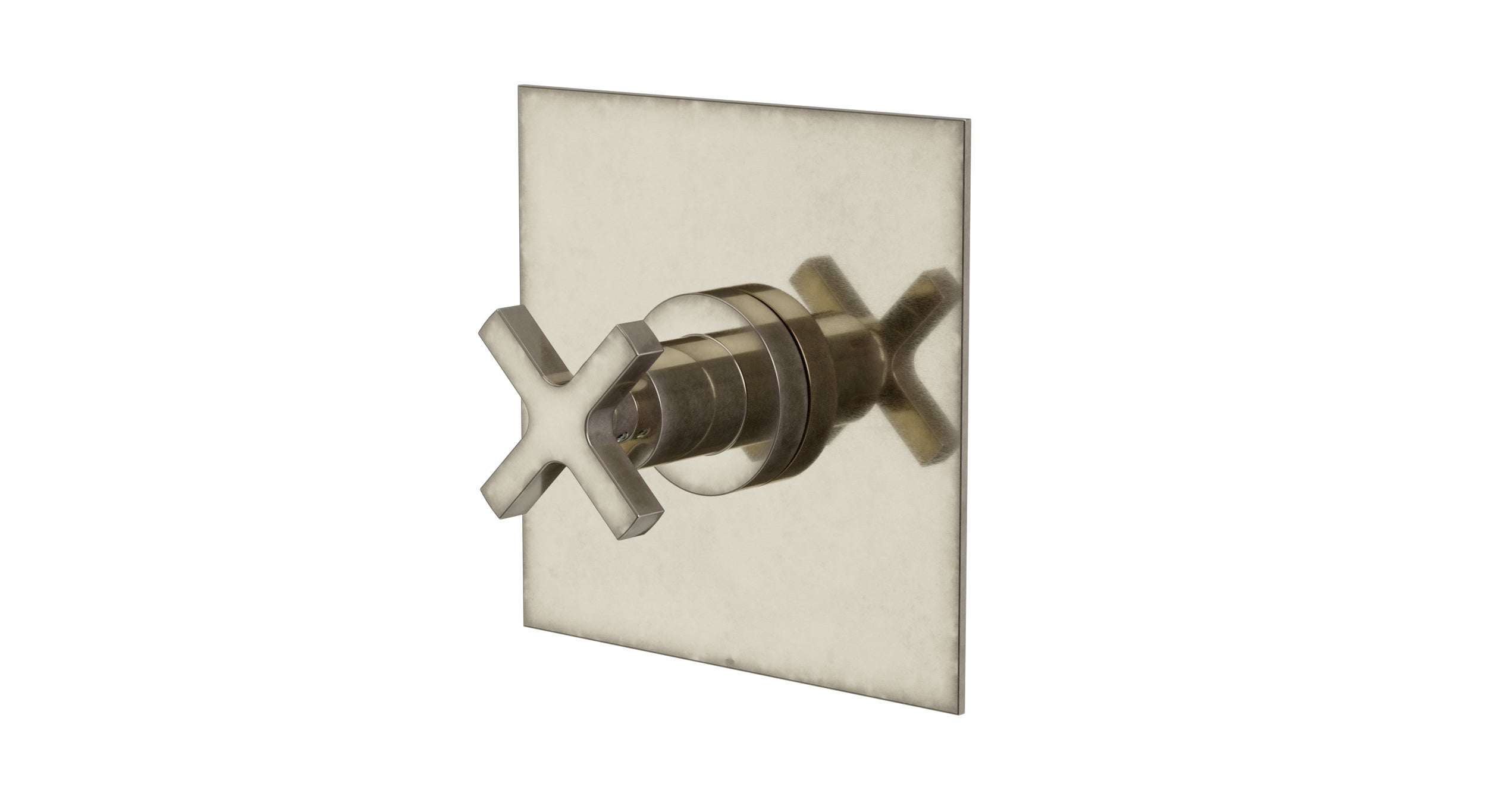 Flatiron One Handle Wall Mount Shower Trim with Linear Cross Handle in French Nickel