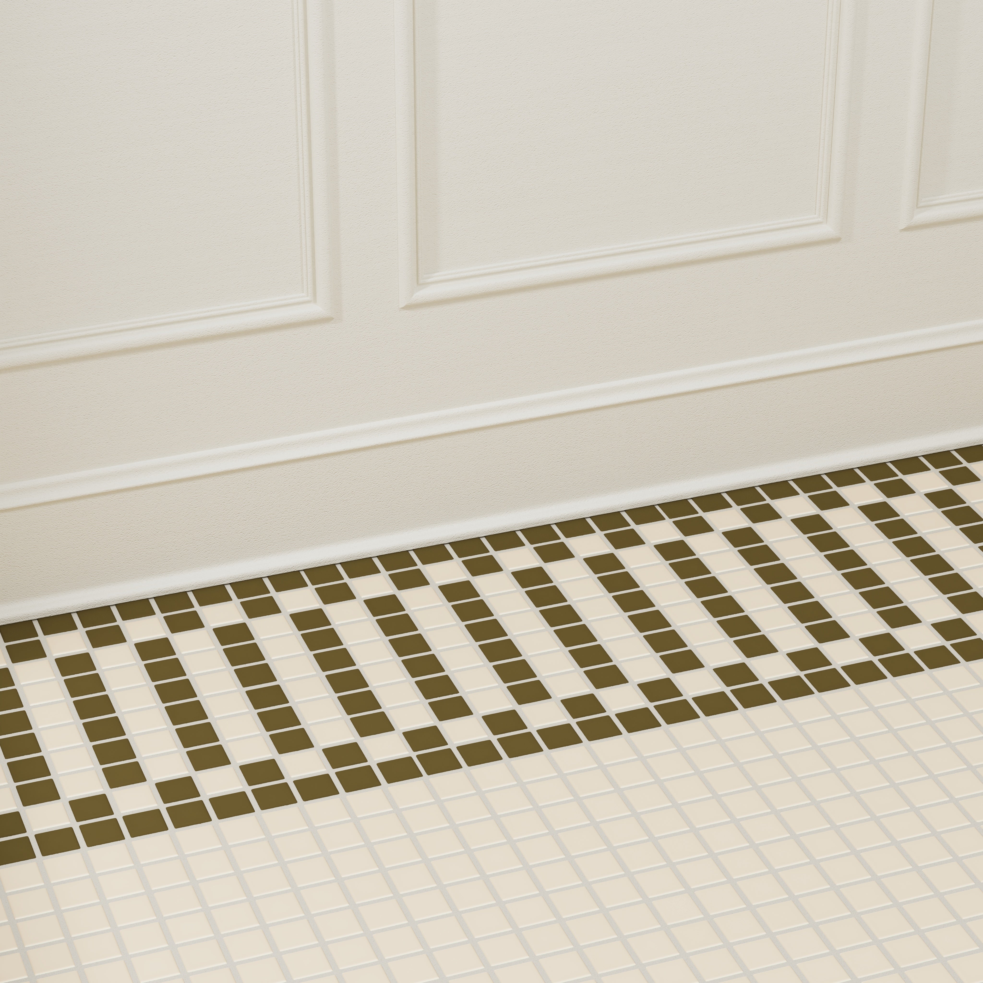 1x1 Ribbon Border Sheeted Original Ceramic Tile in Sable Matte