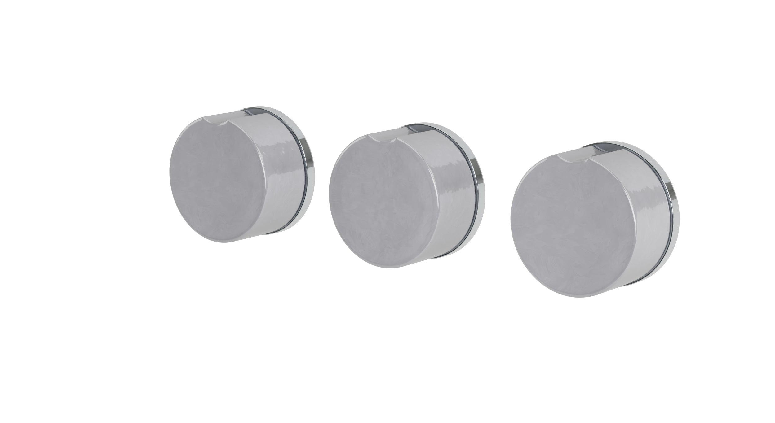Foundry Three Handle Wall Mount Bath Trim with Diverter/Volume Control and Groove Ceramic Knob Handles in Polished Chrome