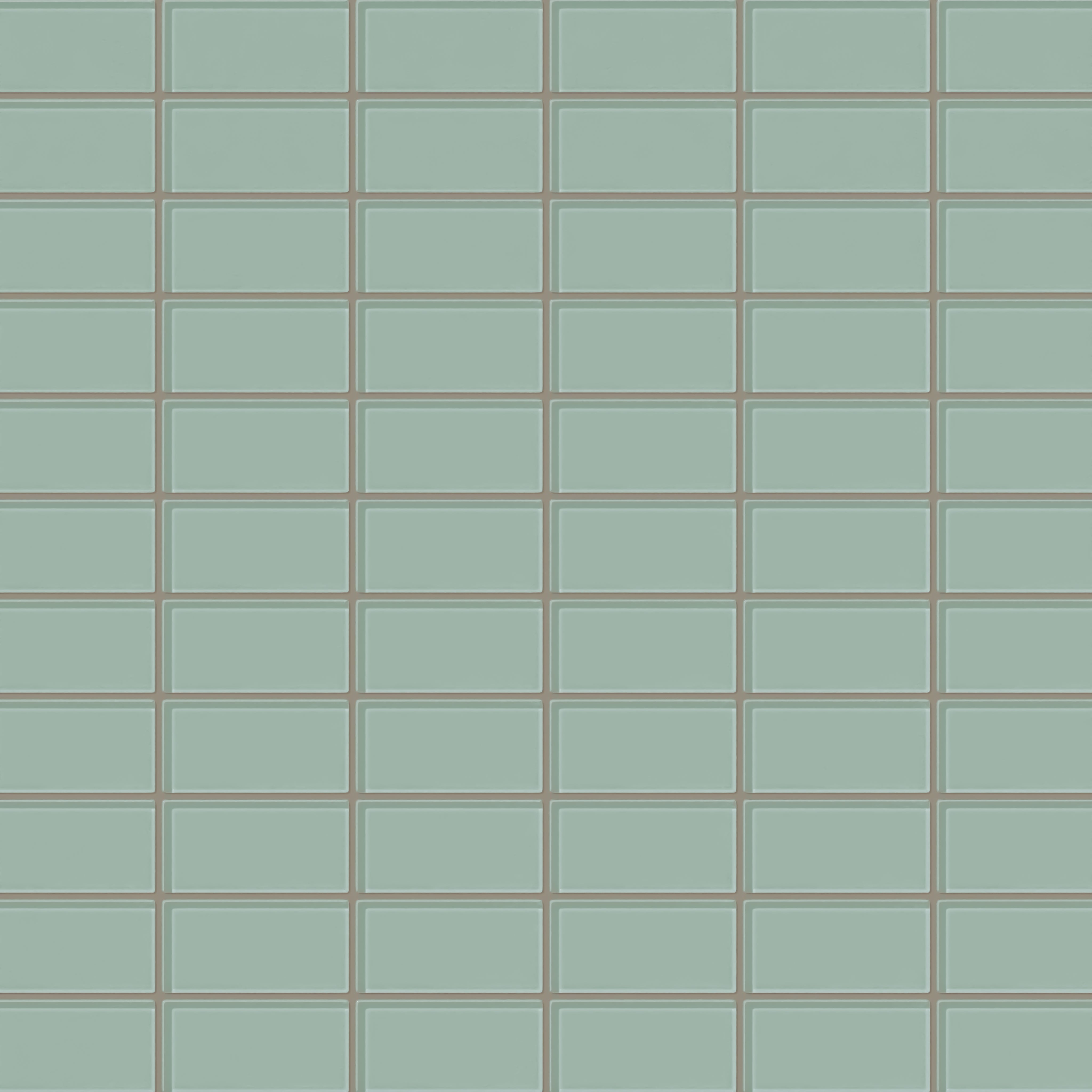 2x4 Straight Set Sheeted Glass Mosaic Tile in Kingfisher Gloss