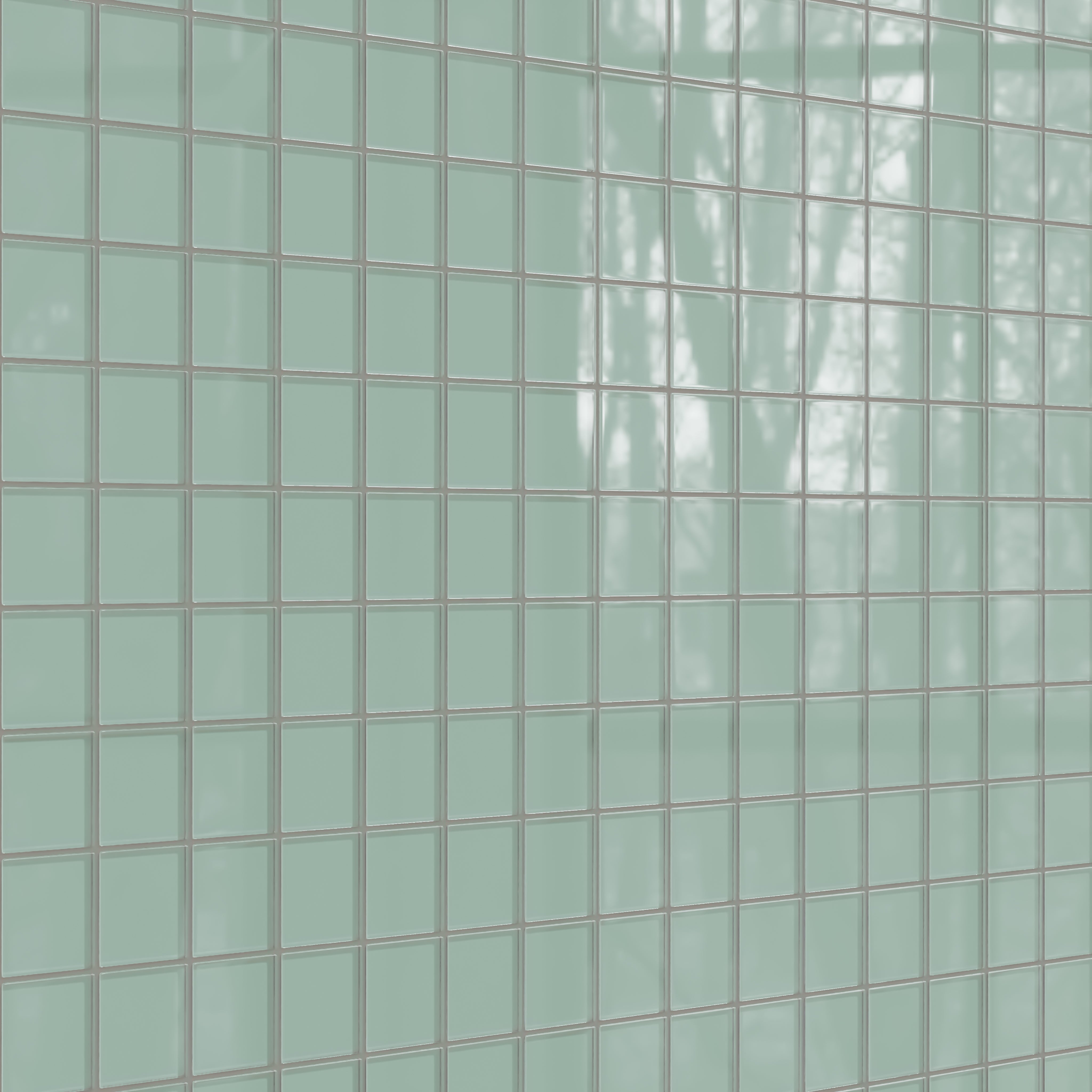 3x3 Straight Set Sheeted Glass Mosaic Tile in Kingfisher Gloss