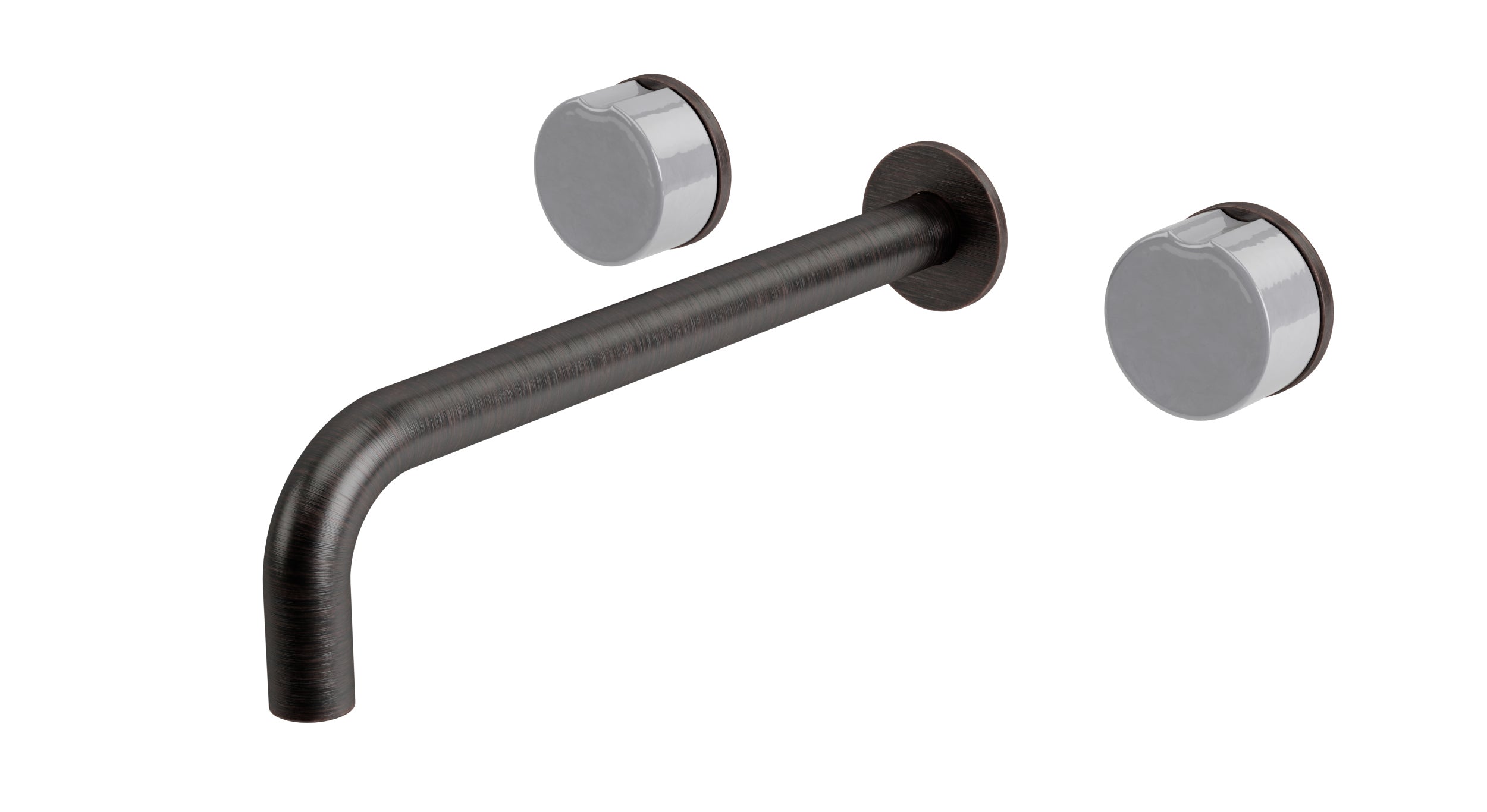 Foundry Two Handle Wall Mount 10" Lavatory Faucet with Groove Ceramic Knob Handles in Antique Bronze