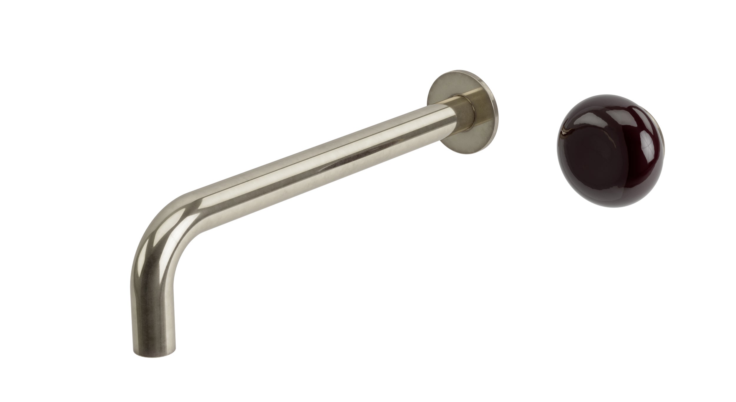 Foundry One Handle Wall Mount 10" Lavatory Faucet with Pebble Ceramic Knob Handle in French Nickel