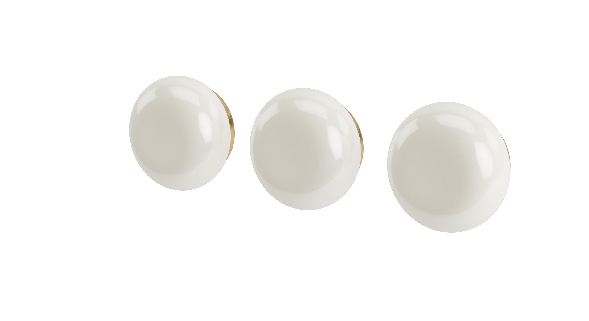 Foundry Three Handle Wall Mount Bath Trim with Diverter/Volume Control and Pebble Ceramic Knob Handles in Satin Brass