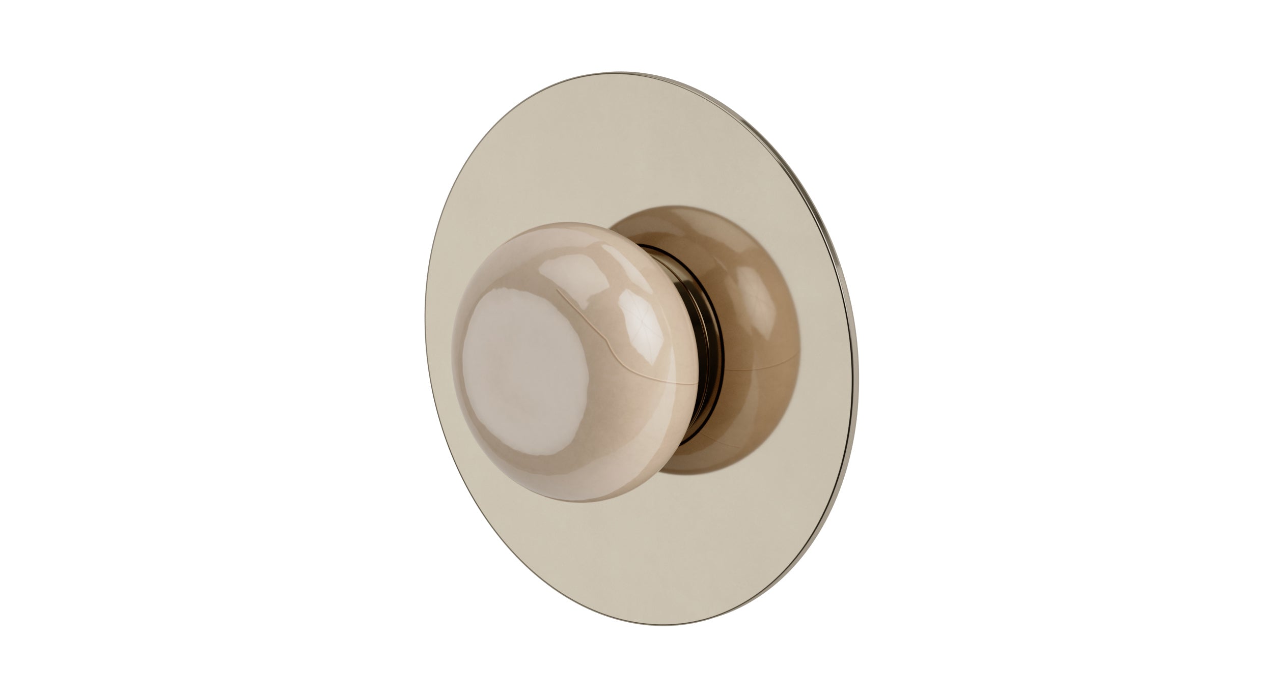 Foundry One Handle Wall Mount Shower Trim with Pebble Ceramic Knob Handle in Polished Nickel