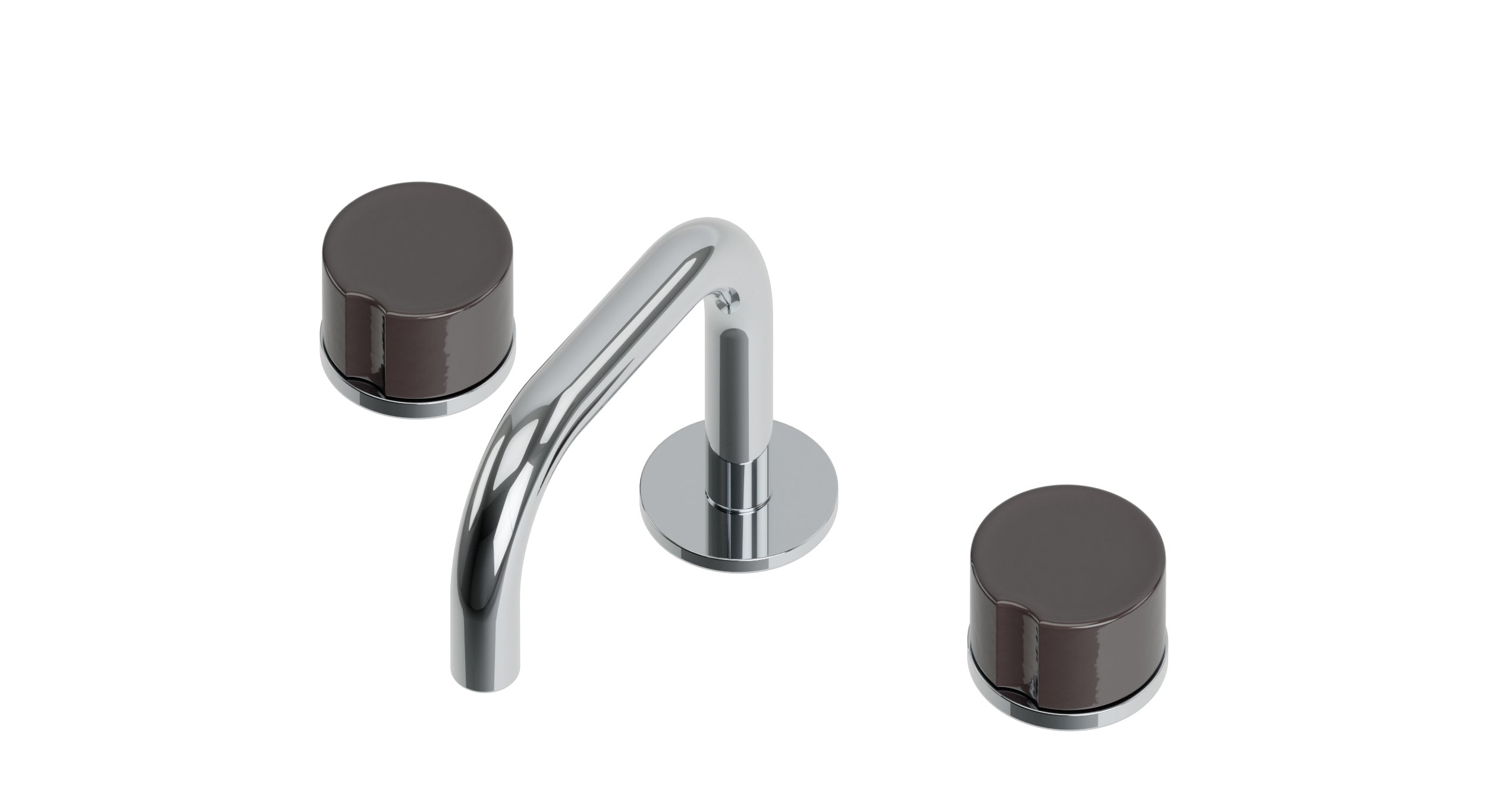 Foundry Two Handle Deck Mount Squaretop Lavatory Faucet with Groove Ceramic Knob Handles in Polished Chrome