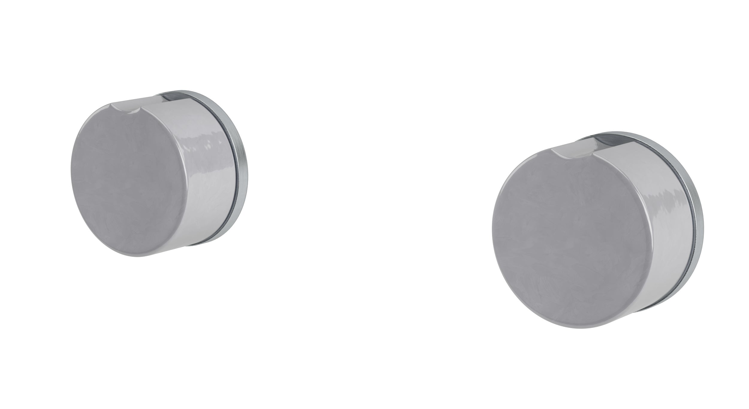 Foundry Two Handle Wall Mount Bath Trim with Groove Ceramic Knob Handles in Satin Chrome