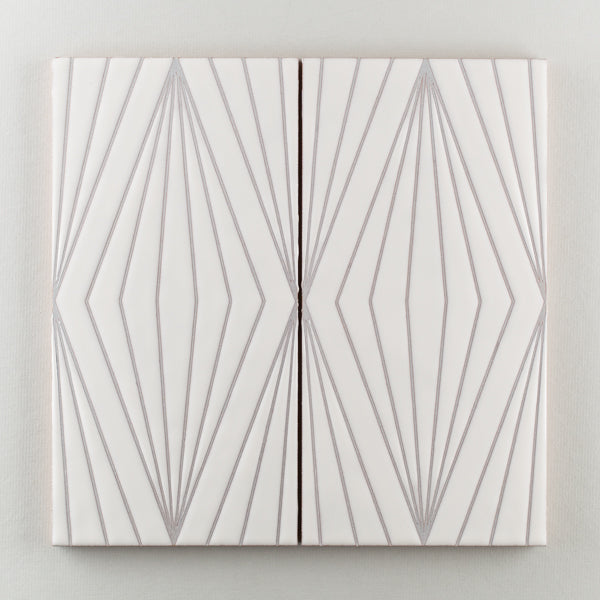 6x12 Handpainted Tile Diamond Contour in Neutral Motif