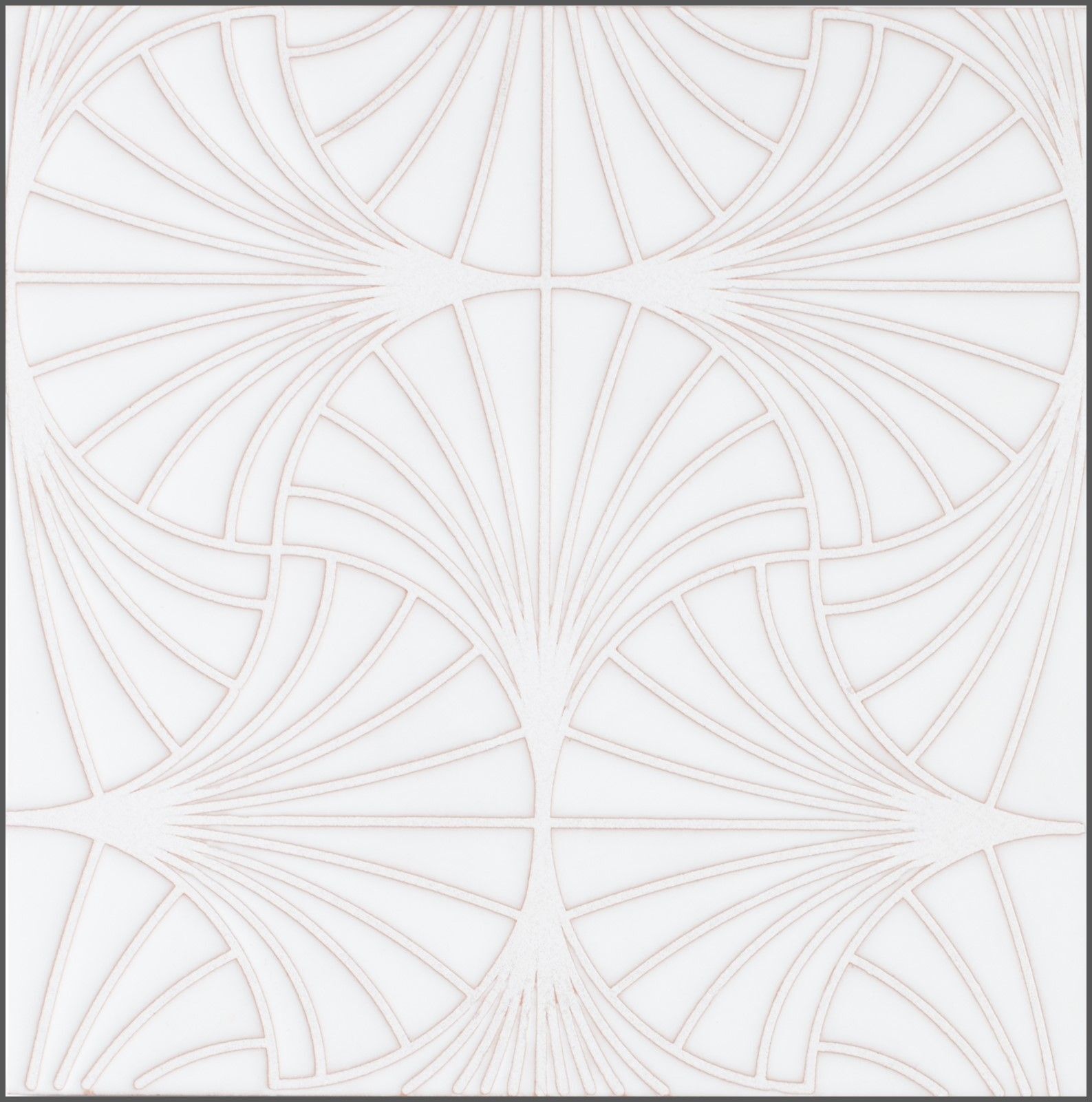 8x8 Handpainted Tile Cypress in White Motif