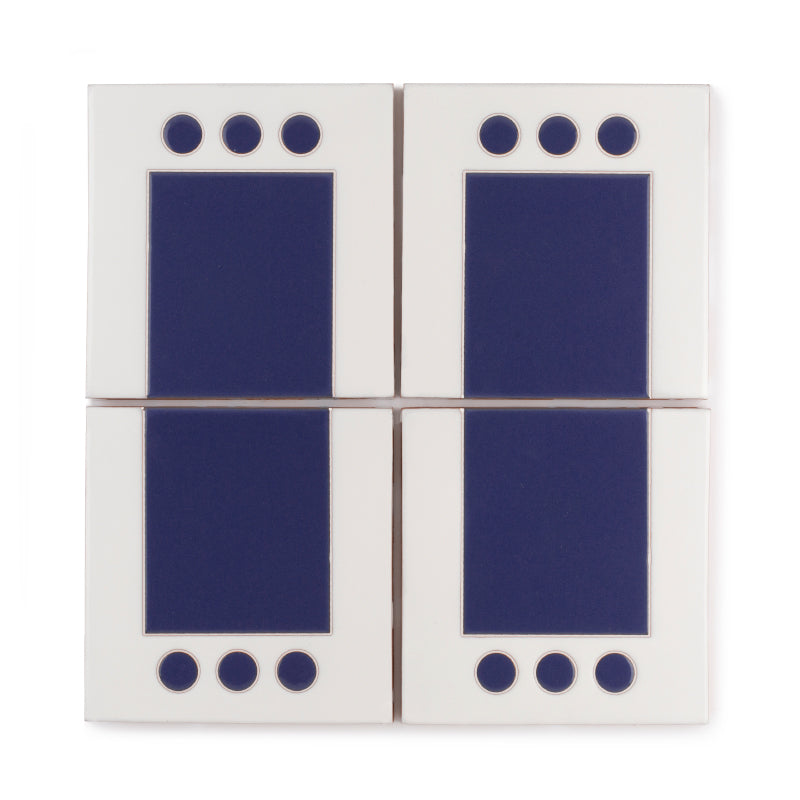 6x6 Handpainted Tile Dot Dash 2 in Lapis