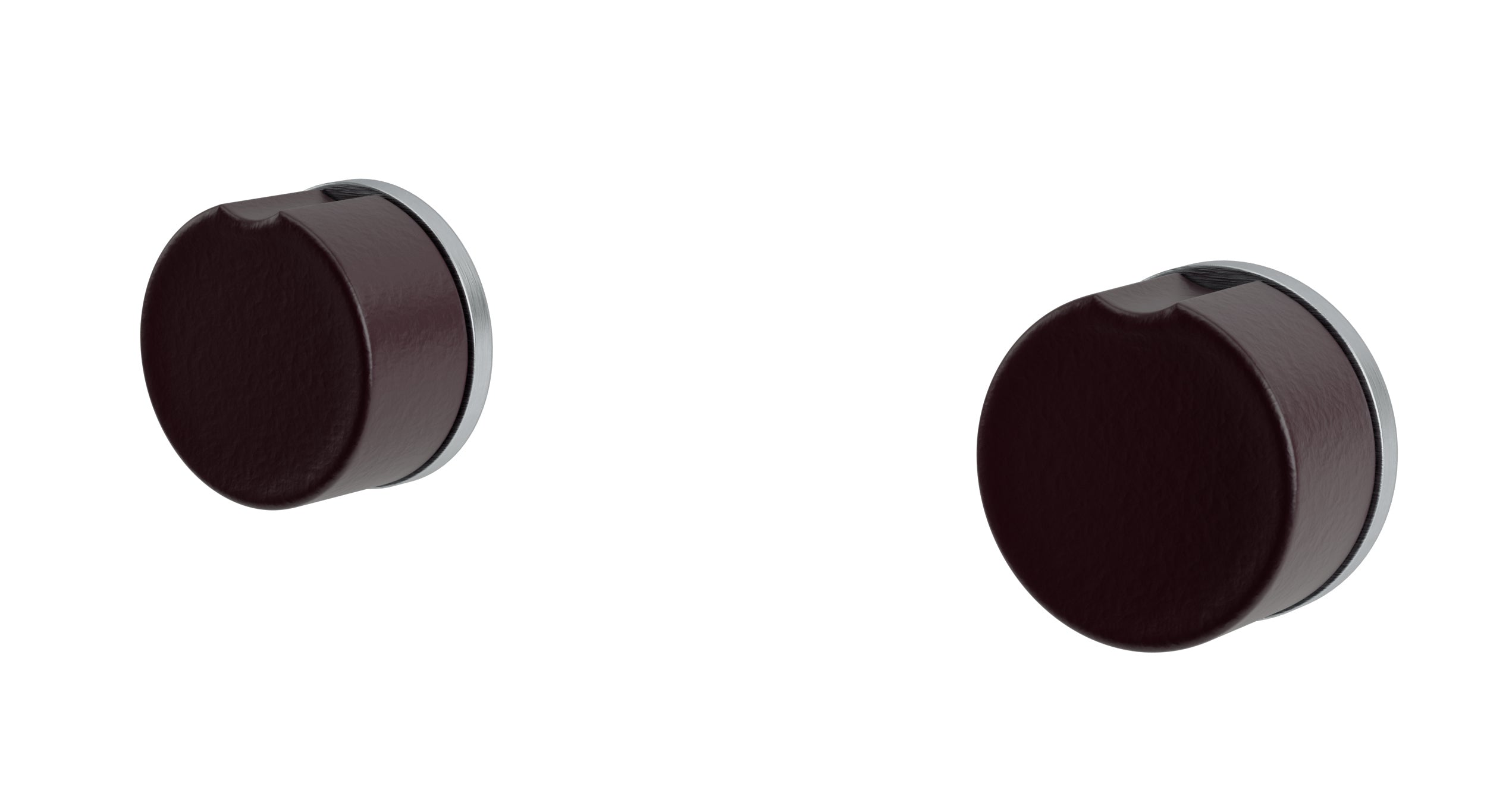 Foundry Two Handle Wall Mount Bath Trim with Groove Ceramic Knob Handles in Satin Chrome